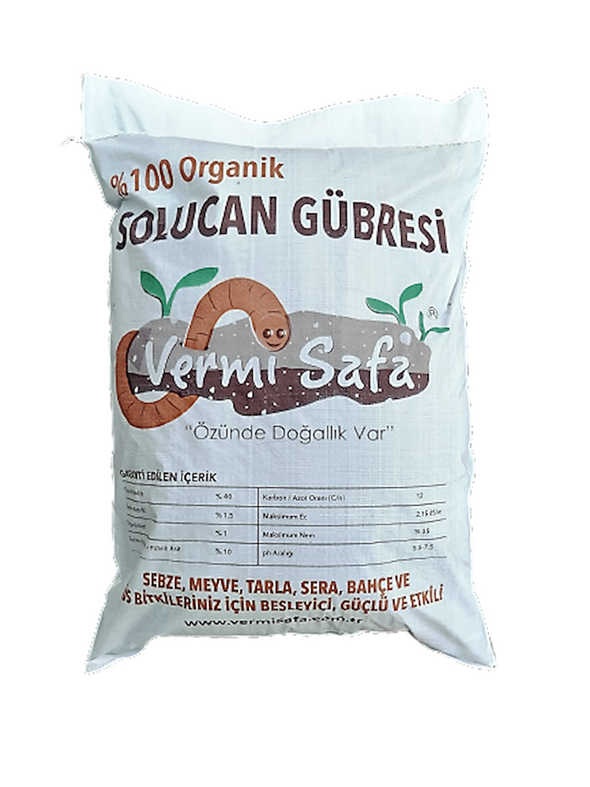 %100 Organik Vermisafa Katı Solucan Gübresi 10 KG Lamine Çuvallı