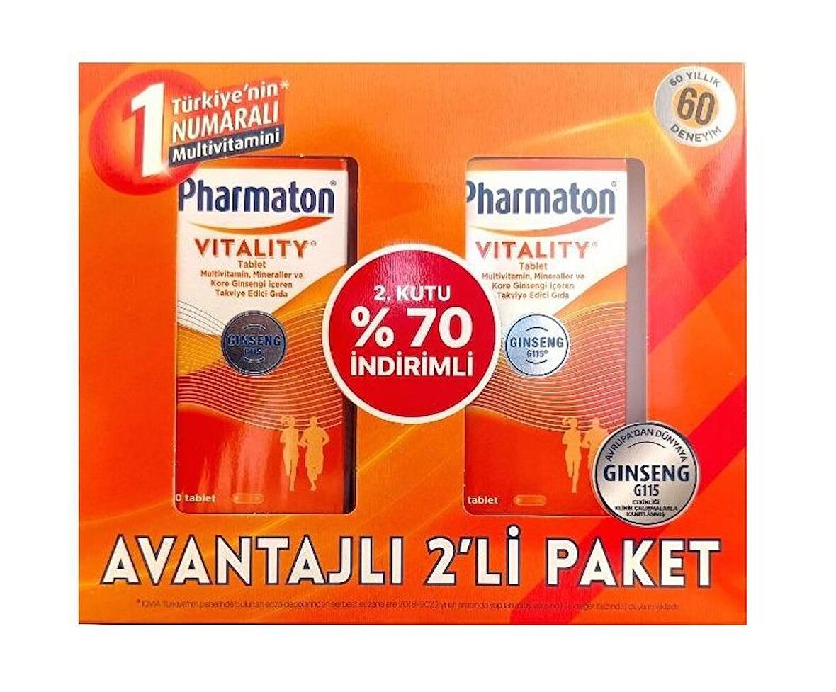 Pharmaton Vitality 30 Tablet 2li Paket