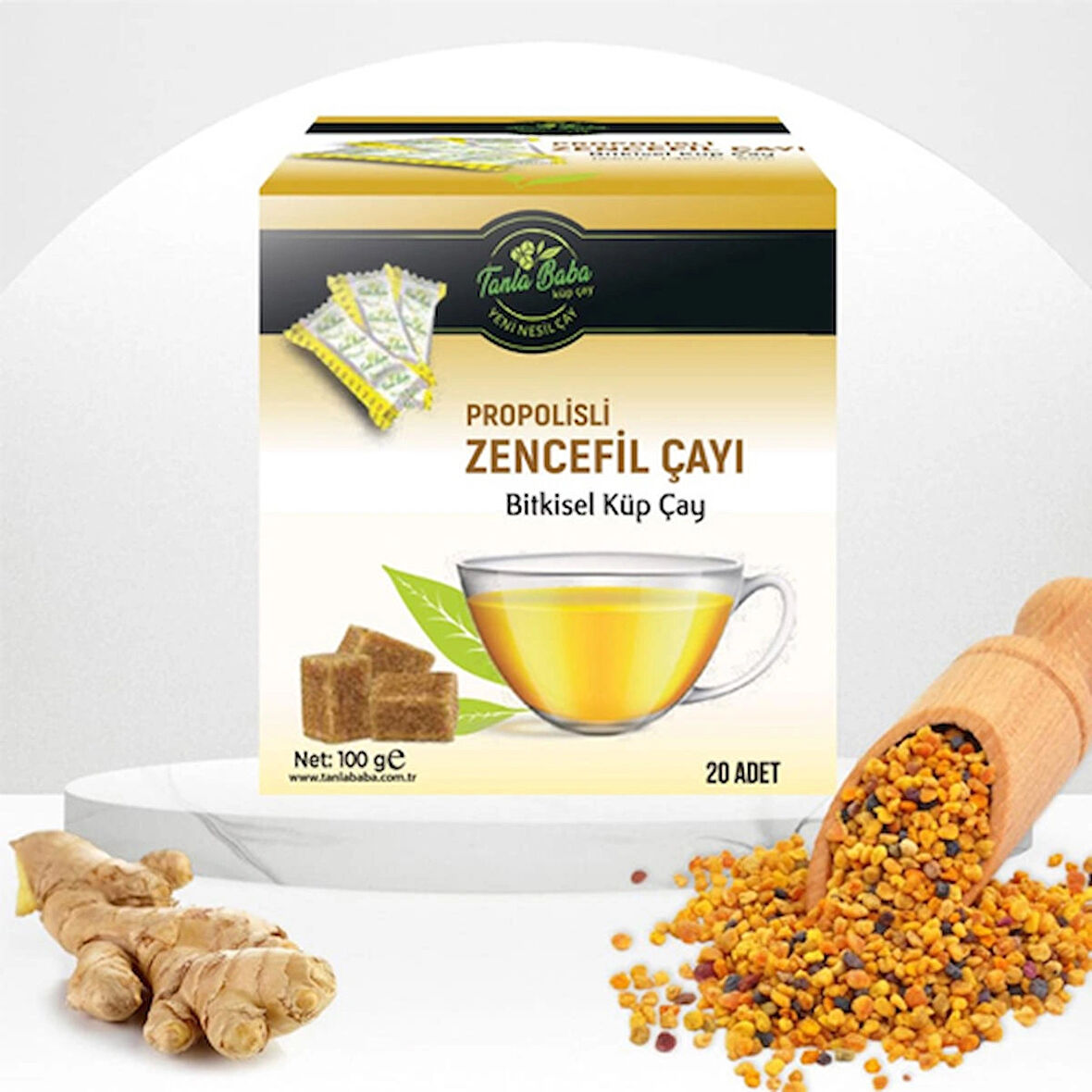 TANLA BABA Sargılı Propolisli Zencefil Bitki Çayı 100 Gr 20 Adet Doğal Çay Bitkisel Çay Bitki Çayı Küp Çay