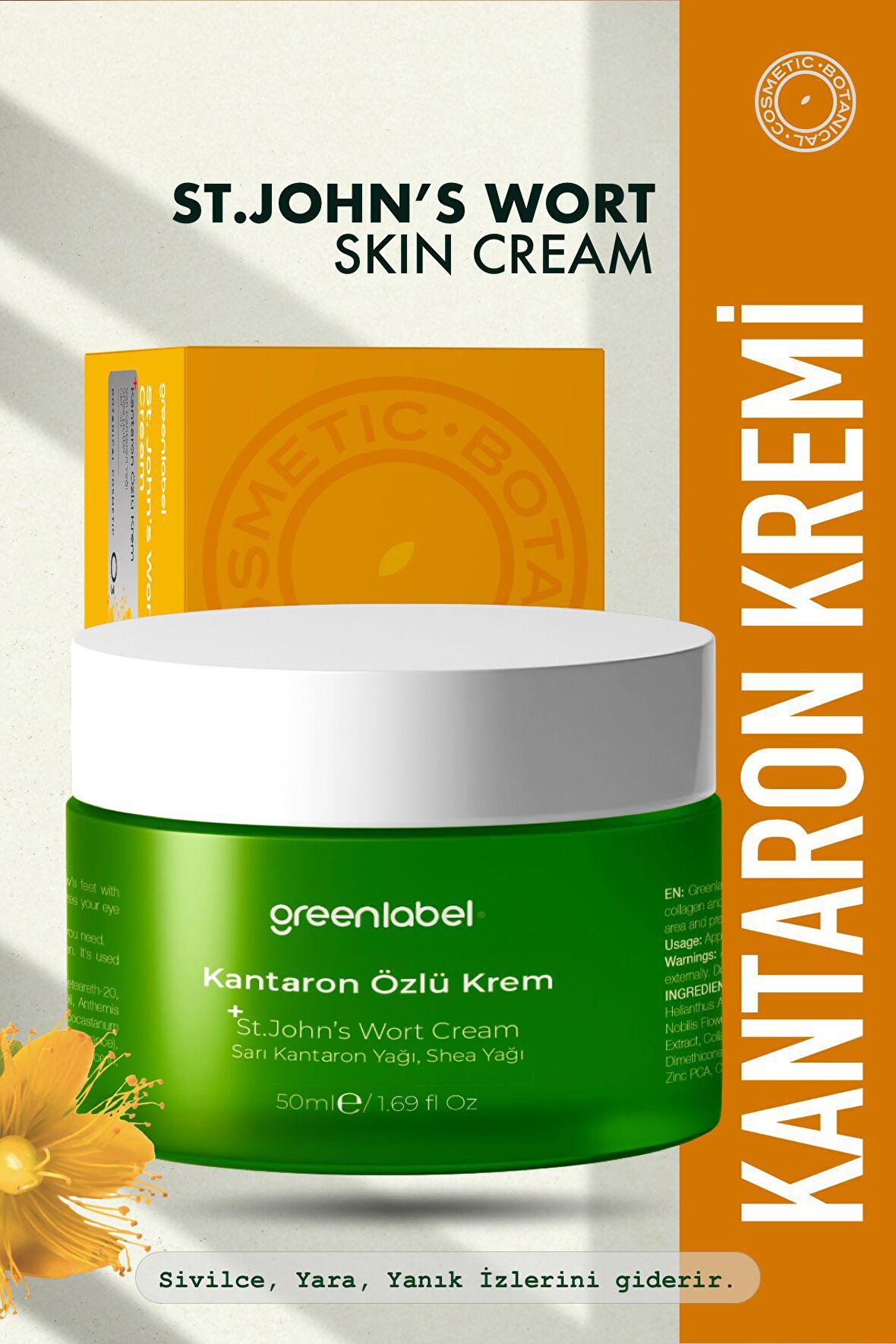 Greenlabel Kantaron Yağı Özlü Yoğun Onarıcı Cilt Bakım Kremi 50ml