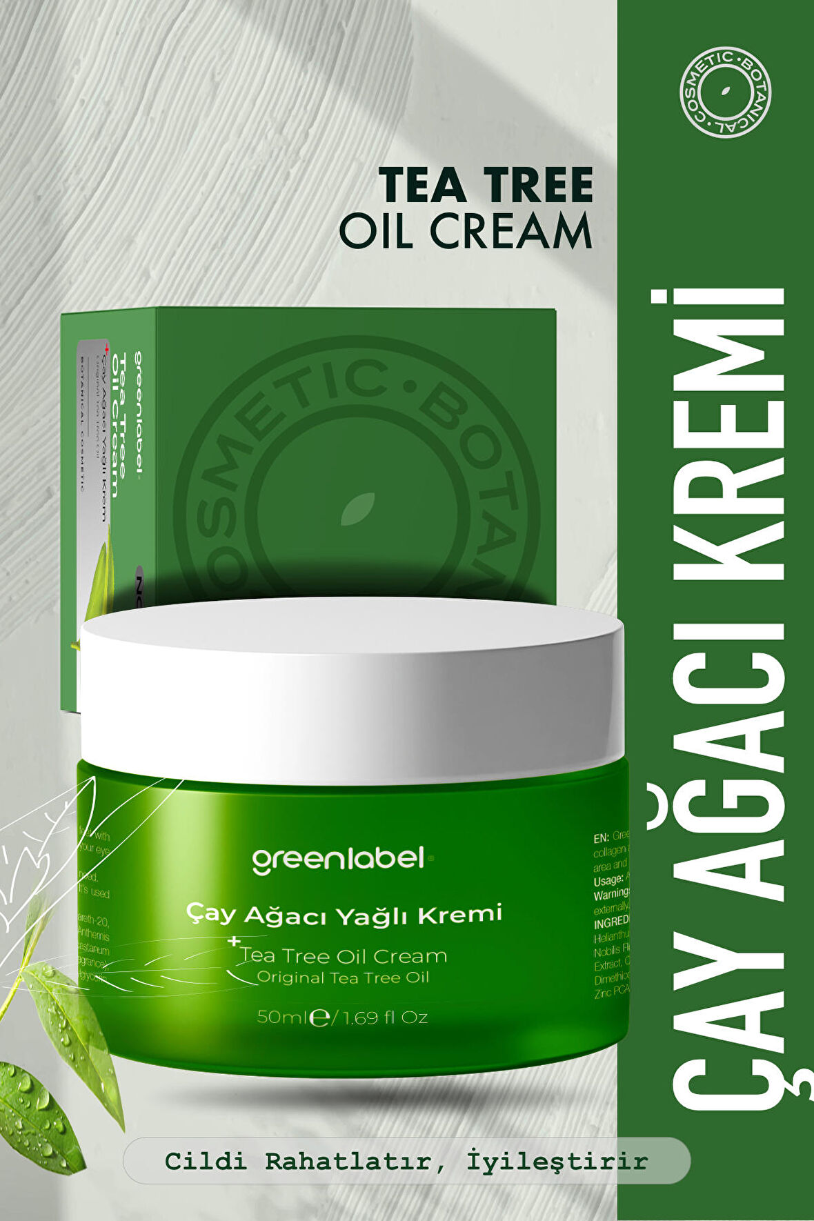 Greenlabel Çay Ağacı Yağı Içeren Sivilce Karşıtı Cilt Bakım Kremi 50ml.