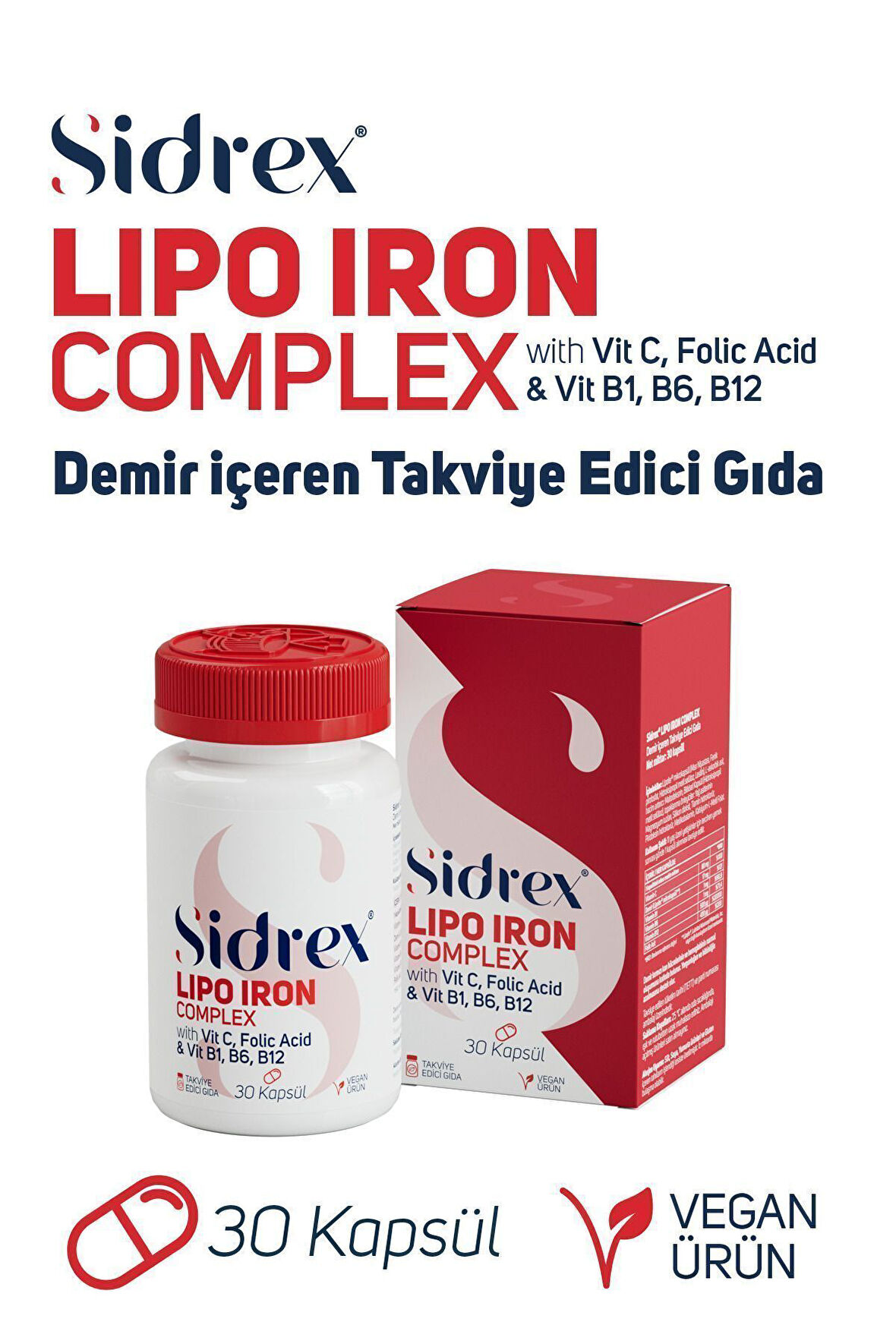 Lipo Iron Complex Demir Içeren Takviye Edici Gıda 30 Kapsül