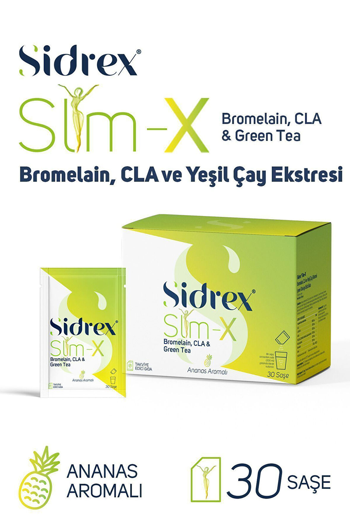 Slm-x Bromelain, Cla Ve Yeşilçay Ekstresi Içeren Takviye Edici Gıda 30 Saşe