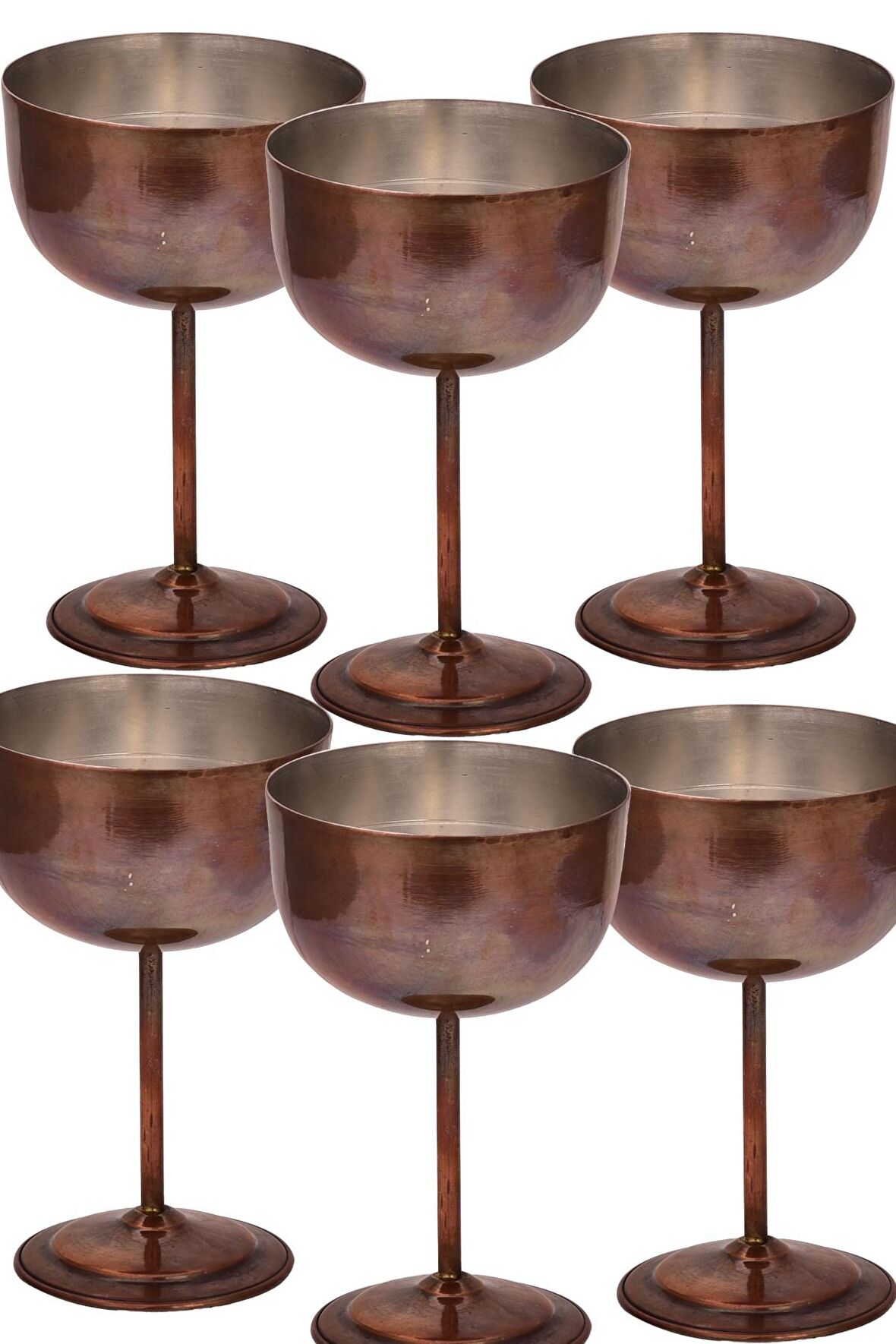 Turna Bakır Vino Kadeh 2 No Düz 400 Ml 6lı Takım Oksit Turna0457-63
