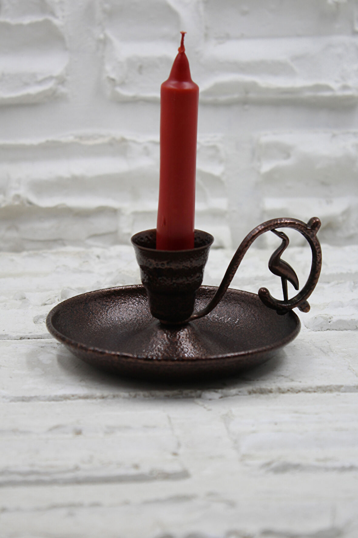 Metal Nostalji Mumluk & El Şamdanı Kendinden Iğneli Mum Hediyeli Acı Kahve Oksit Kulp Turna2623-3