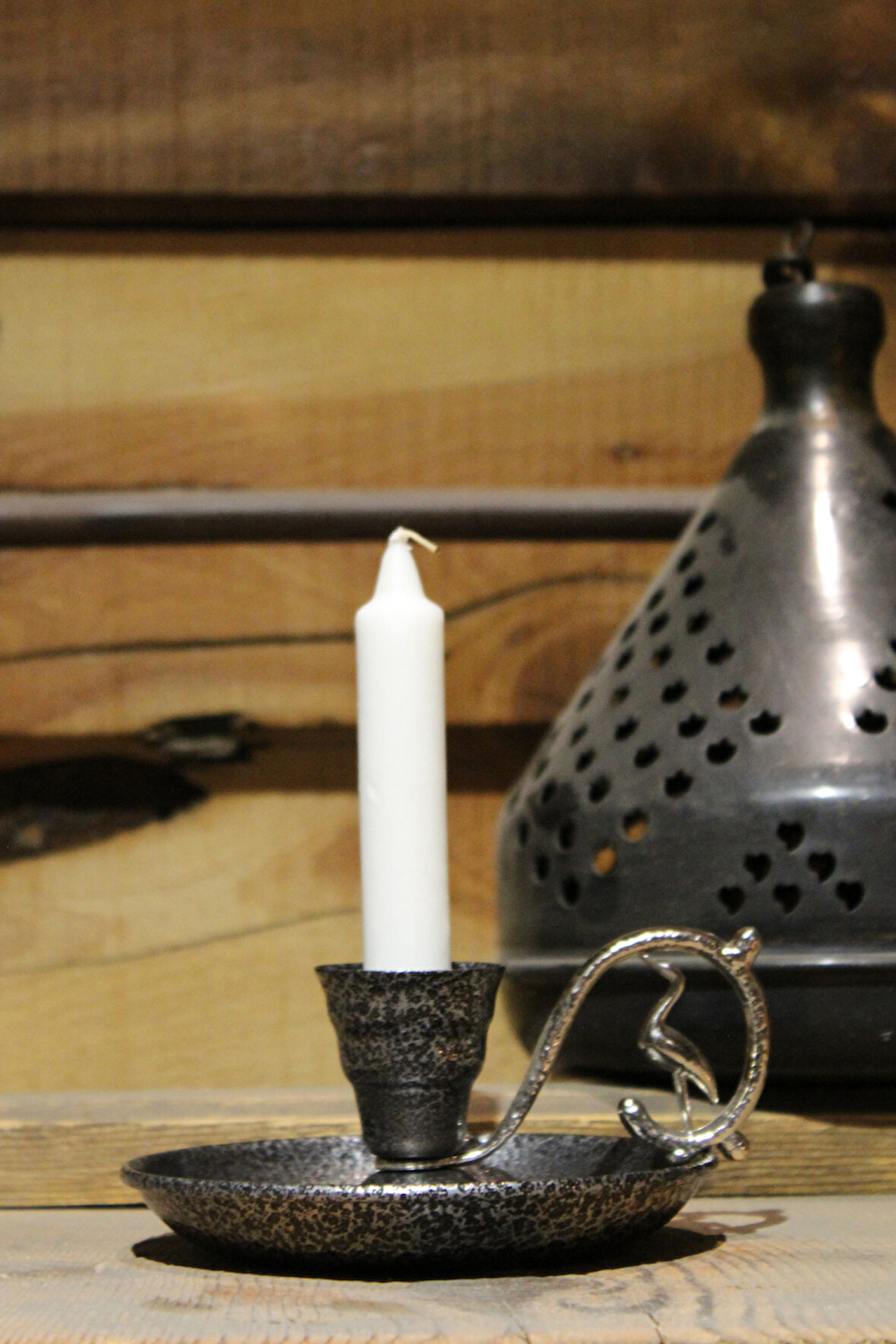 Metal Nostalji Mumluk & El Şamdanı Kendinden Iğneli Mum Hediyeli Gümüş Turna2623-5