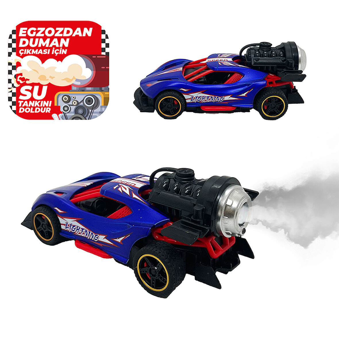 Spray Fonksiyonlu Pilli Metal Çek Bırak Araba Sesli Işıklı Mor