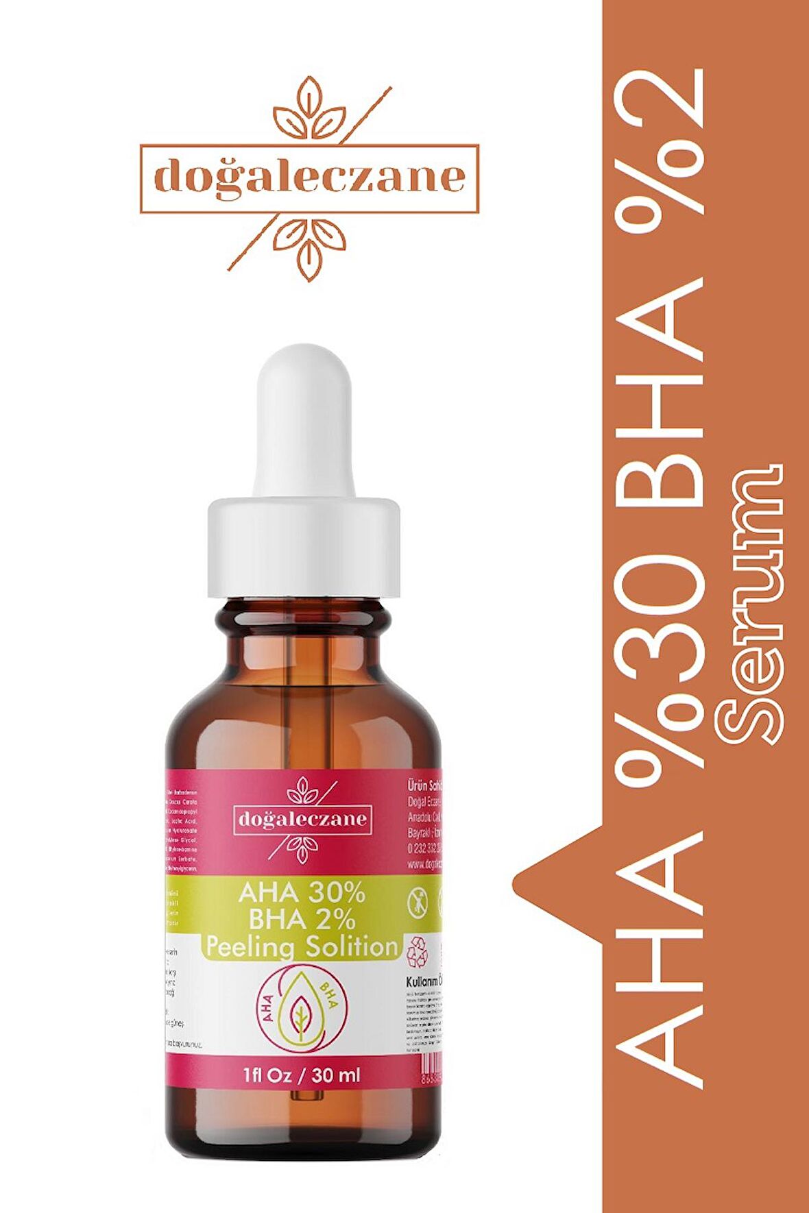 Aha %30 + Bha %2 + Panthenol %3 Leke Karşıtı & Cilt Tonu Eşitleyici Peeling Cilt Serum 30 ml