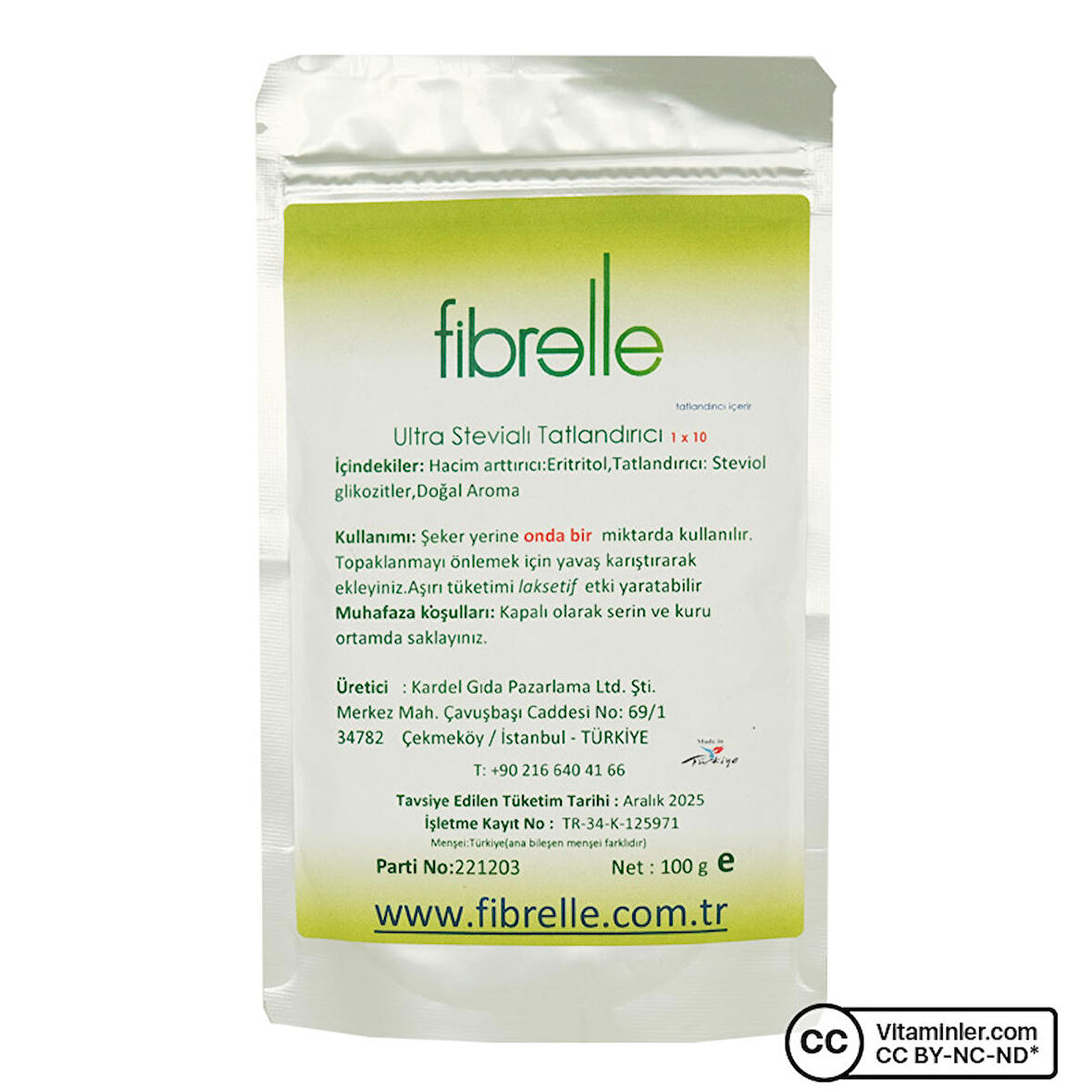 Fibrelle Ultra Stevialı Tatlandırıcı 100 Gr - AROMASIZ