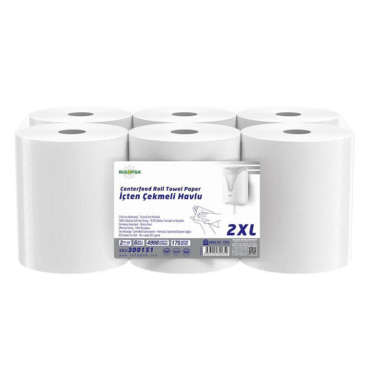 Rulopak İçten Çekmeli Kağıt Havlu 2XL 175M 6'Lı Paket
