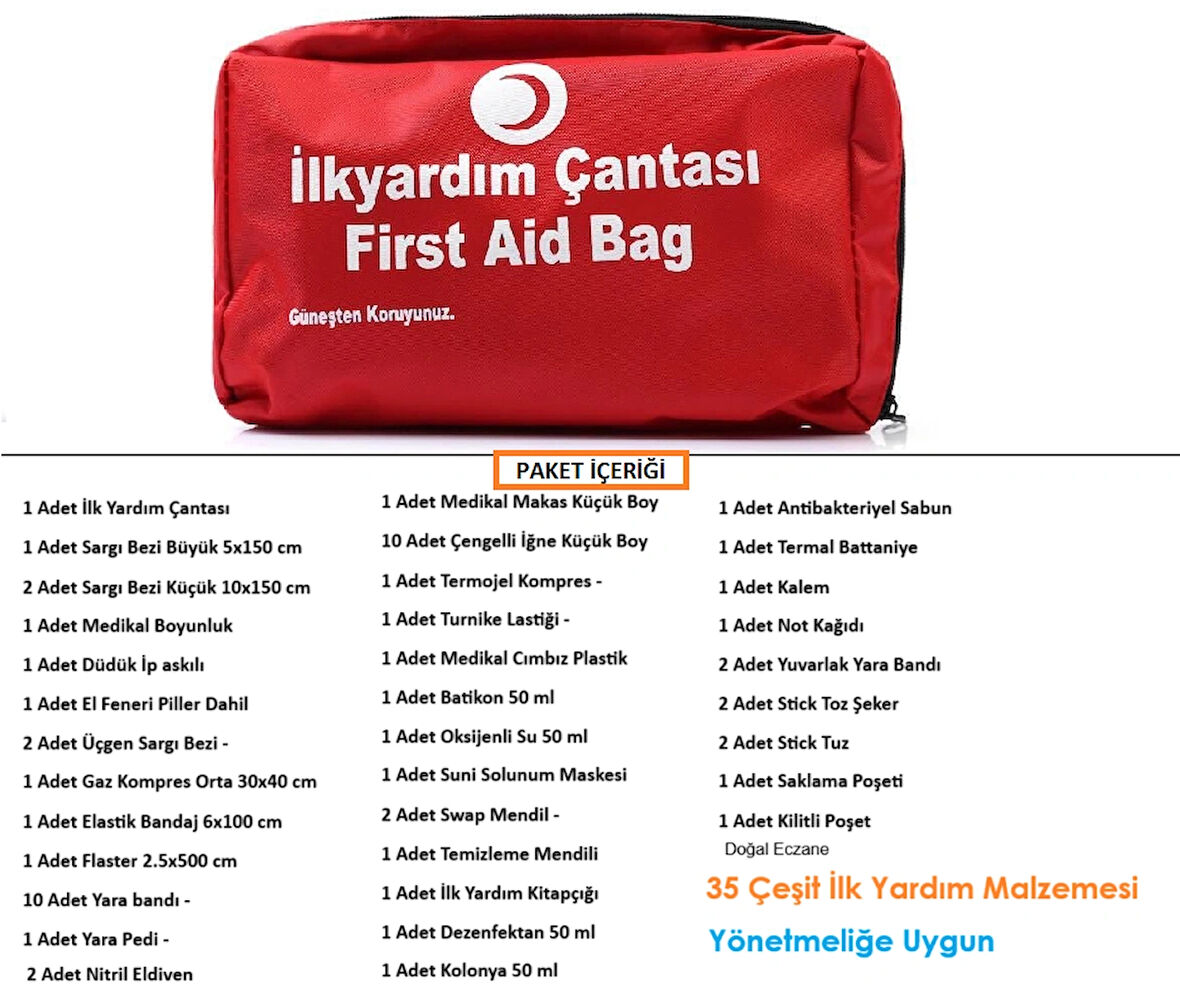 Ofis ilk Yardım Çantası Ruhsata Uygun 35 Parça İlk yardım Seti Çantalı