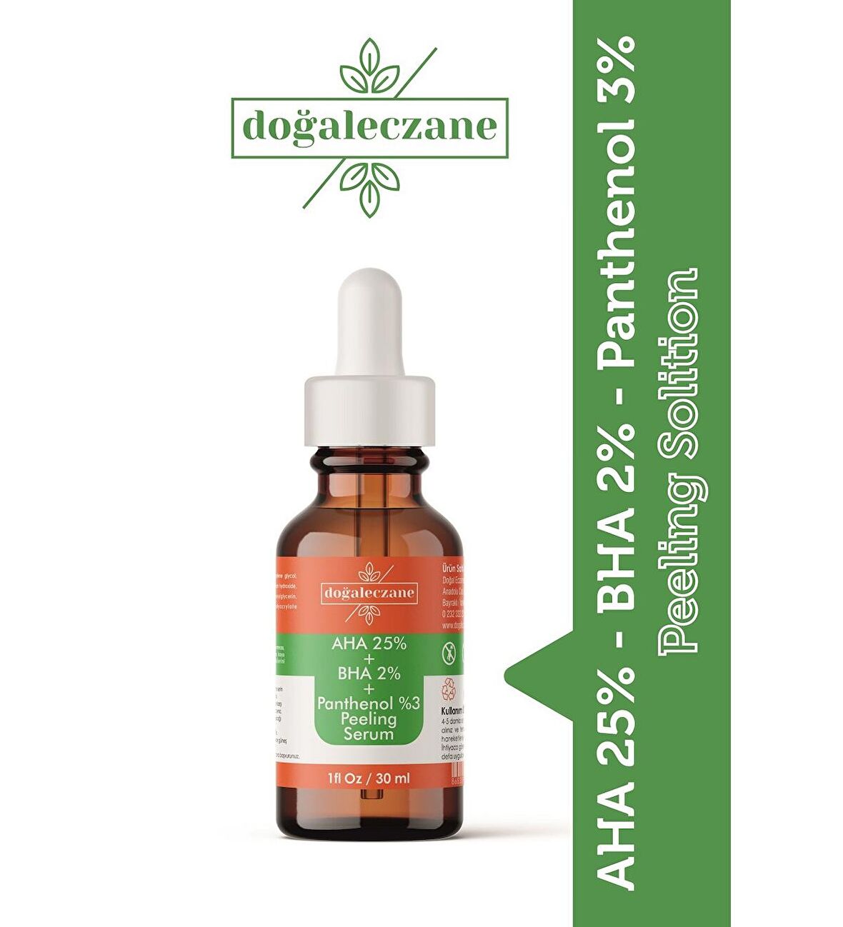 Aha %25 + Bha %2 + Panthenol %3 Leke Karşıtı & Cilt Tonu Eşitleyici Peeling Cilt Serum 30 ml