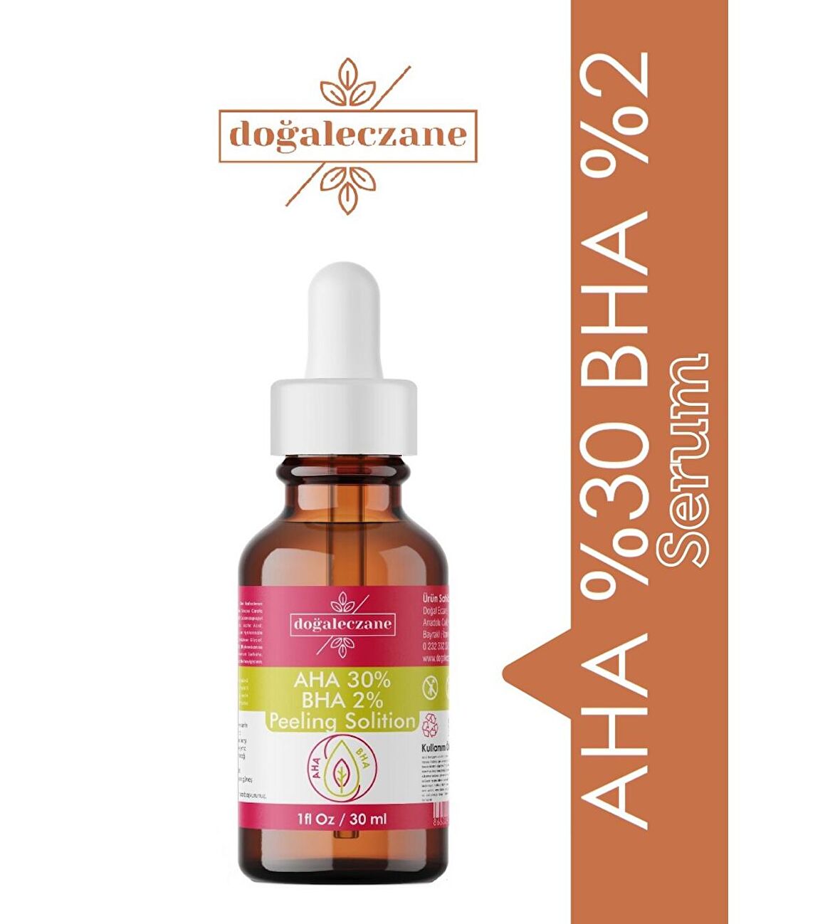 Aha %30 + Bha %2 + Panthenol %3 Leke Karşıtı & Cilt Tonu Eşitleyici Peeling Cilt Serum 30 ml