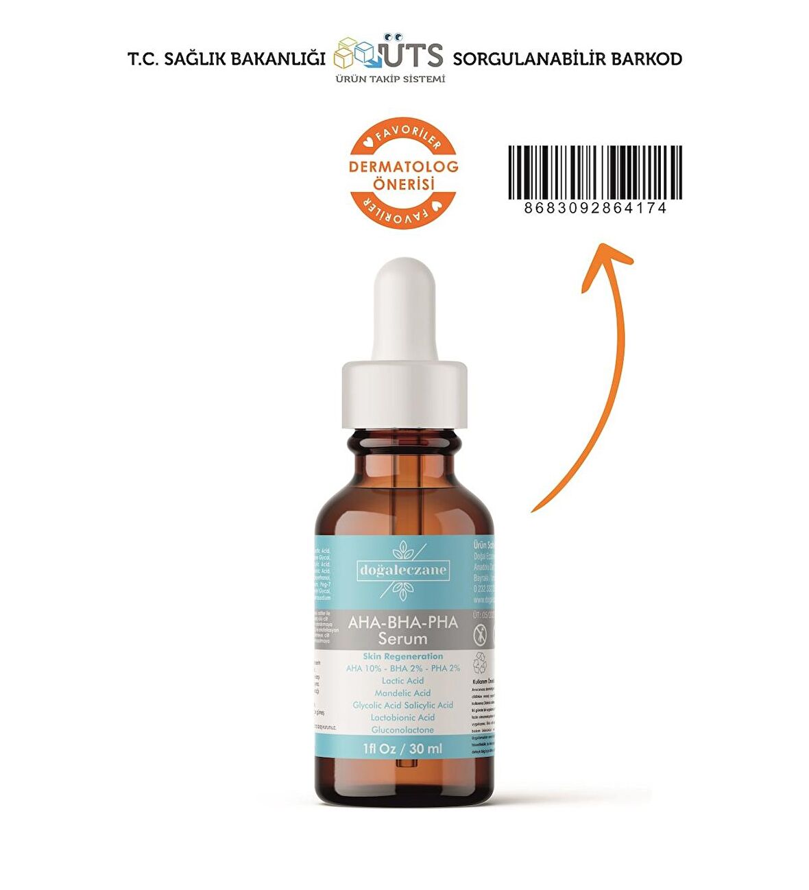 AHA+BHA+PHA Leke Gidermeye Yardımcı ve Yenileyici Cilt Serumu 30 ml.