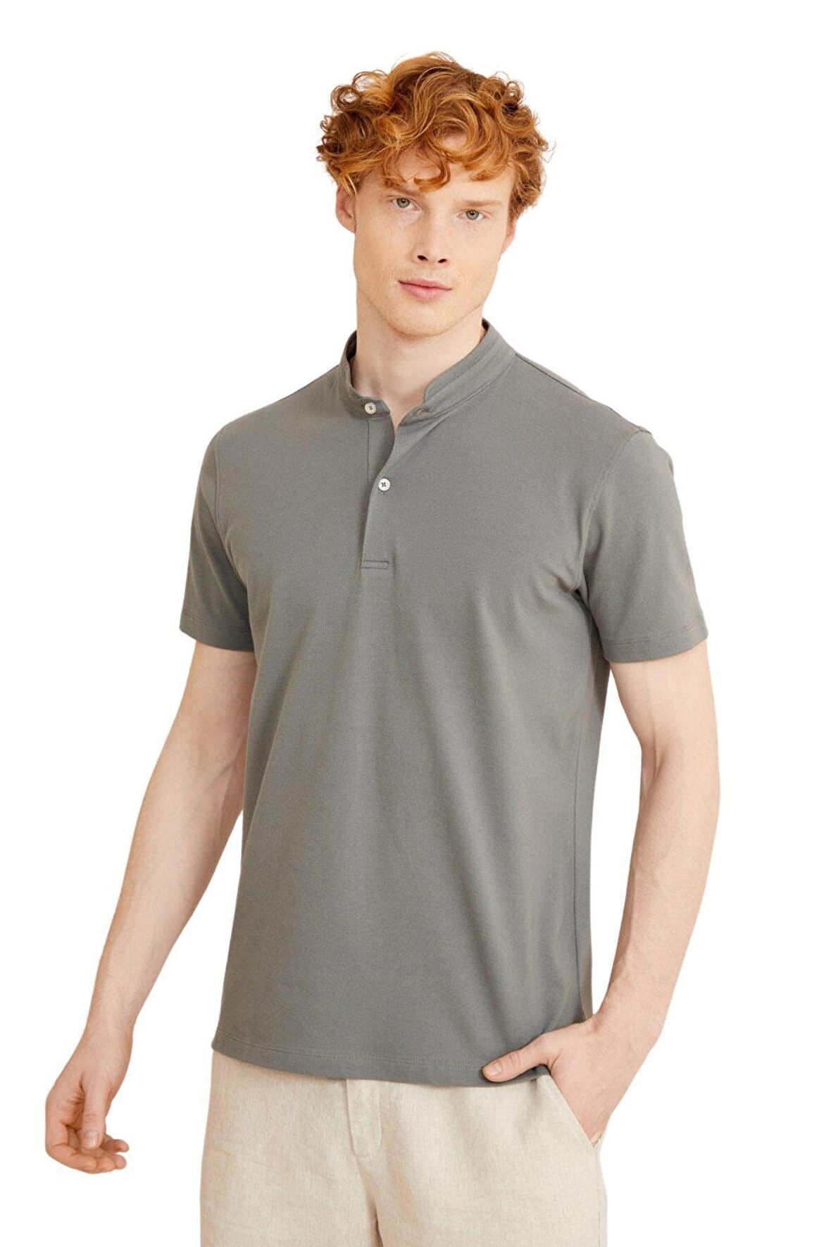Xint Erkek Koyu Gri 0 Yaka T-shirt 501931  