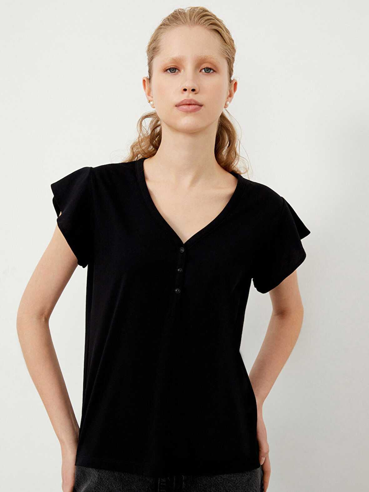 Siyah Regular Fit Pamuklu Tişört