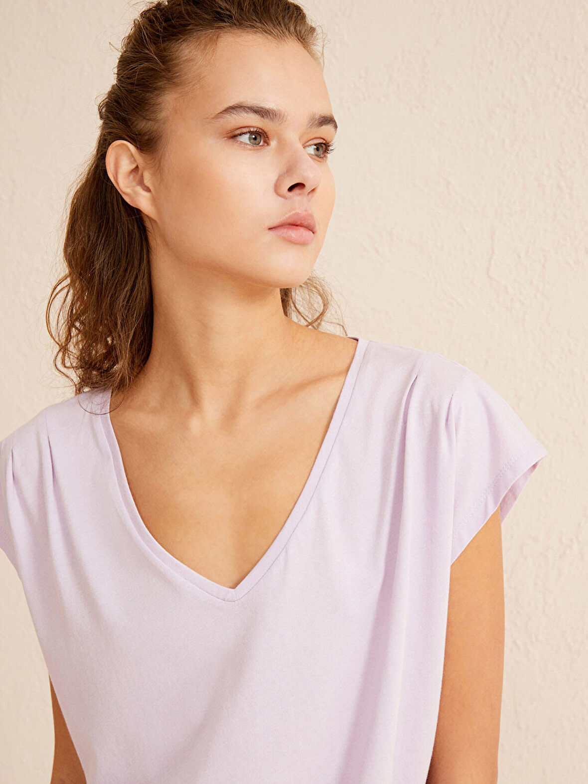 Lila Regular Fit Pamuklu Tişört