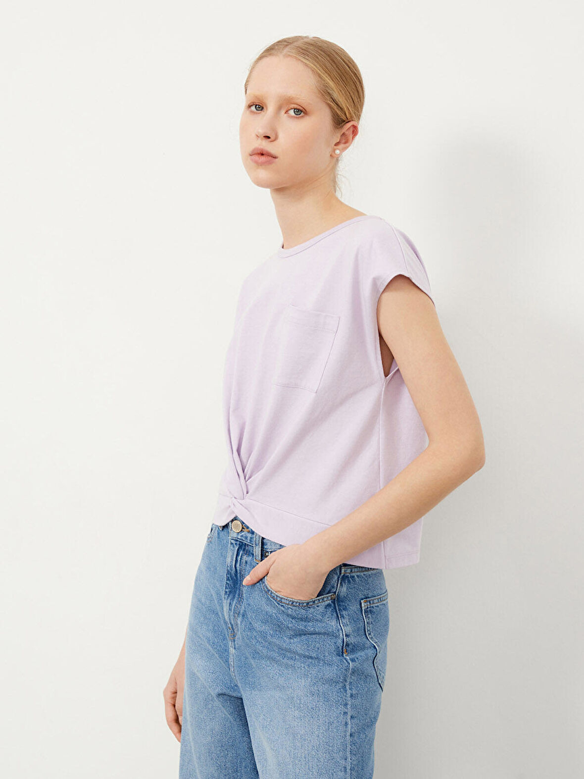 Lila Regular Fit Pamuklu Tişört