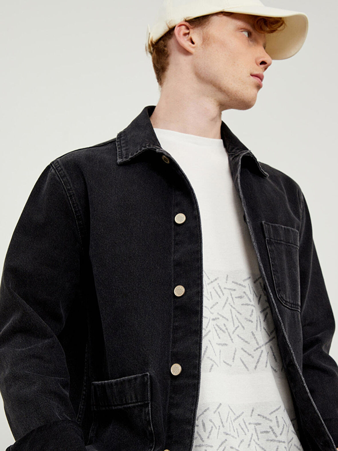 Gri Oversize Pamuklu Denim Ceket
