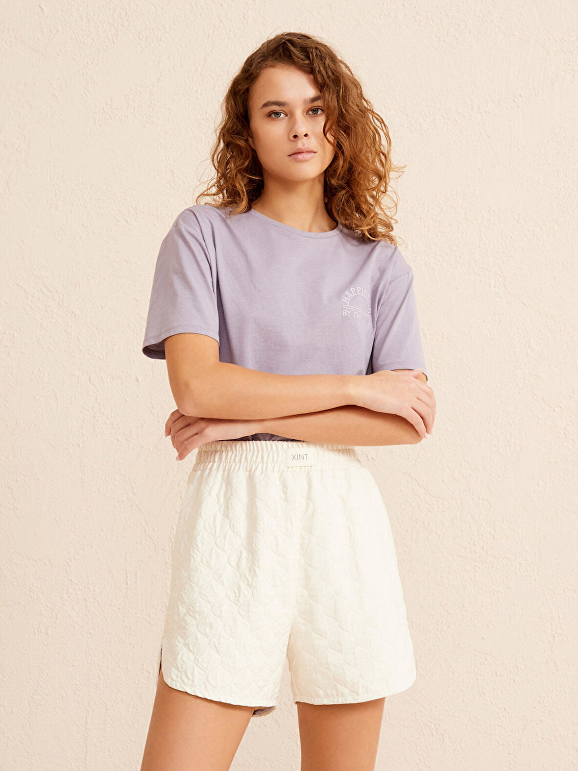 Ekru Regular Fit Pamuklu Şort