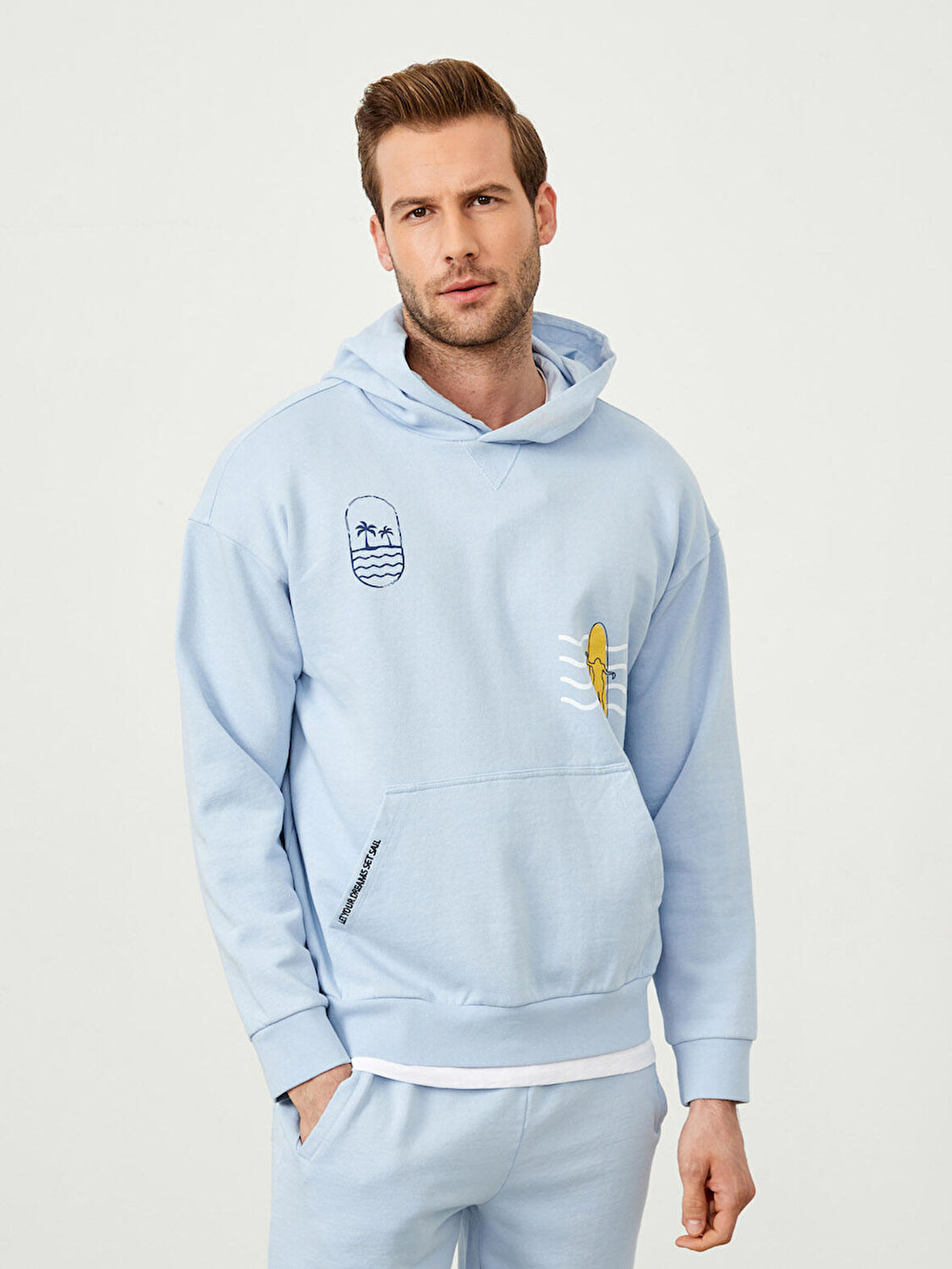 Mavi Oversize Pamuklu Sweatshirt