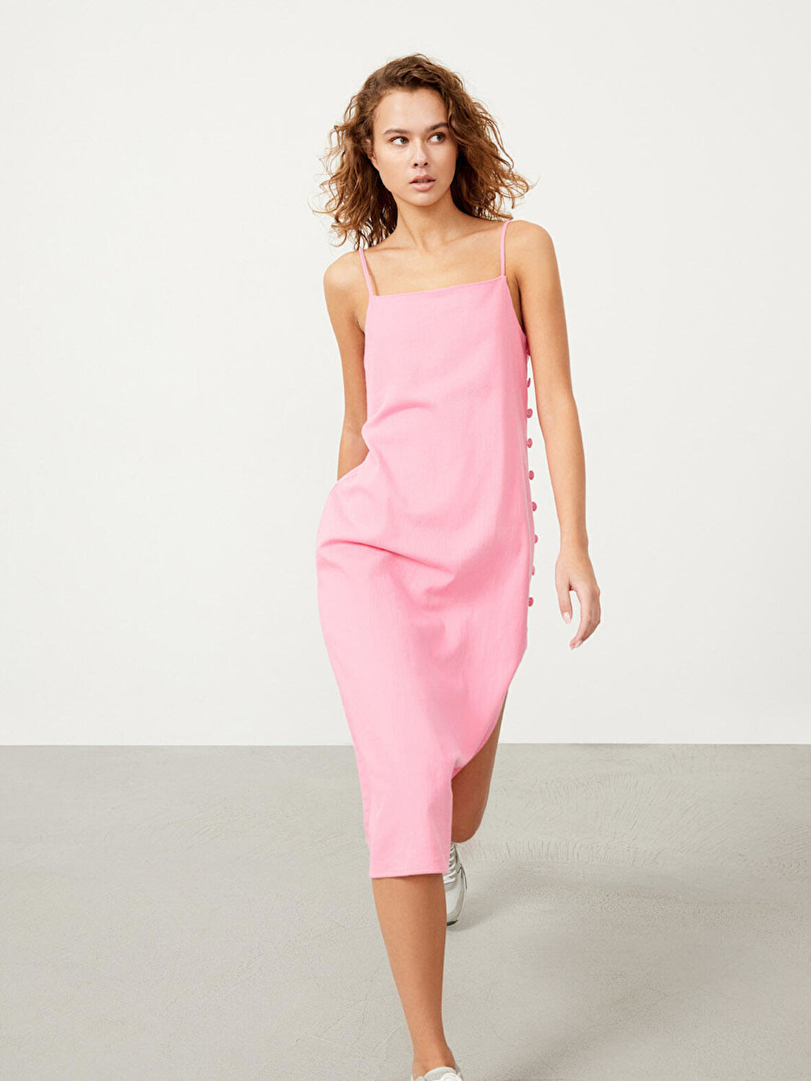 Pembe Regular Fit Pamuklu Elbise