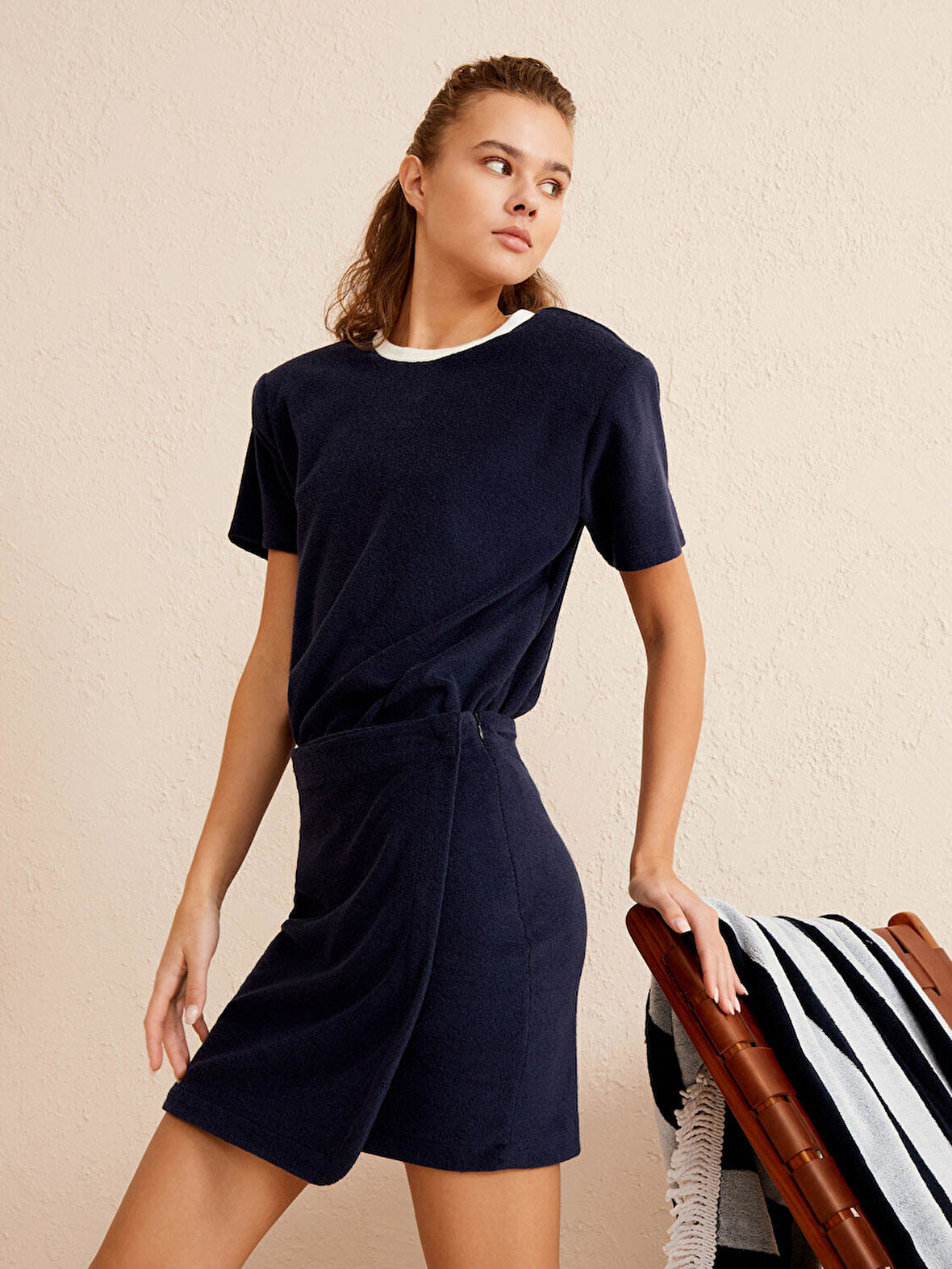 Lacivert Regular Fit Pamuklu Etek