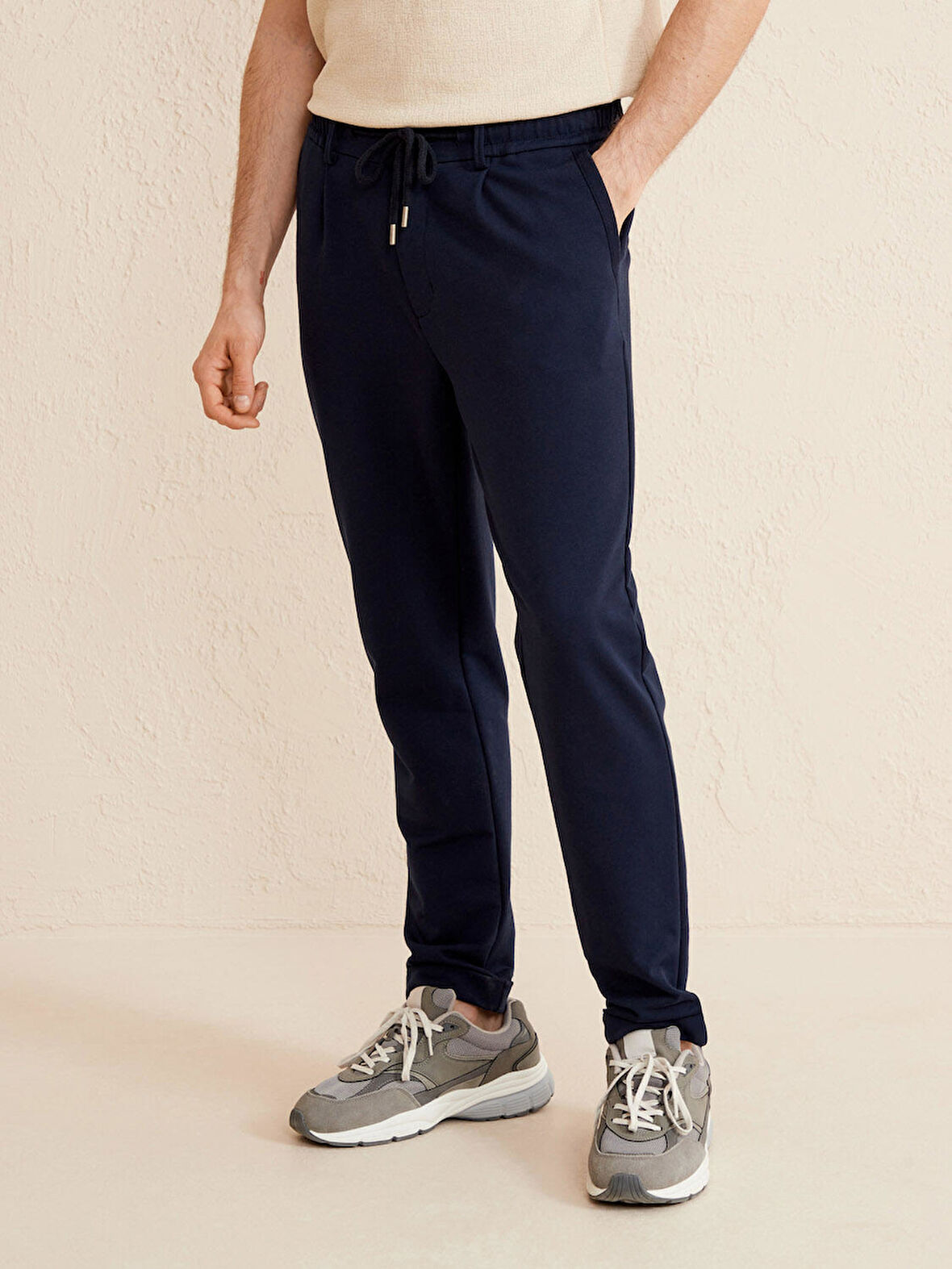 Lacivert Slim Fit Pamuklu Sweat Pantolon
