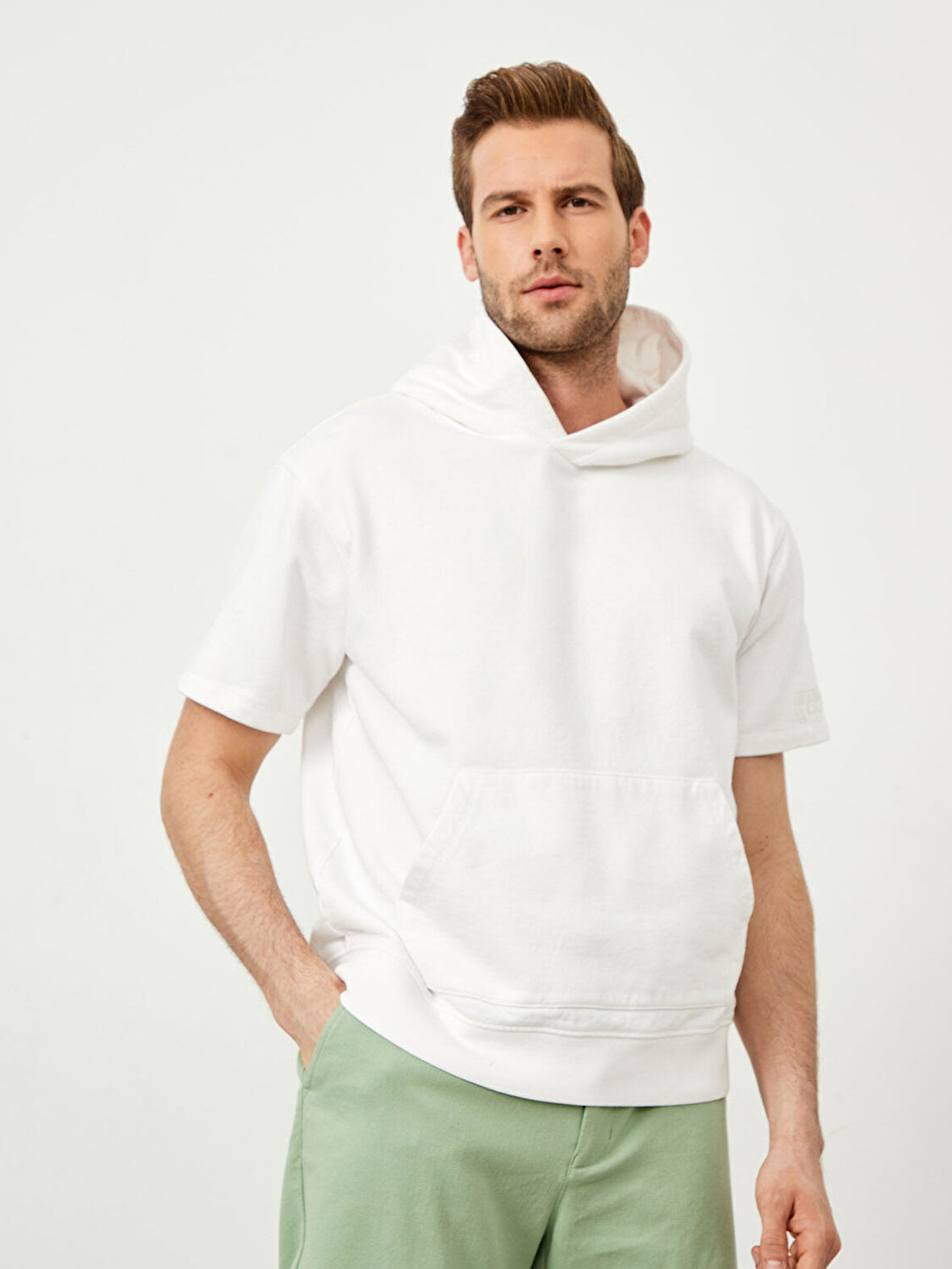 Ekru Oversize Pamuklu Sweatshirt