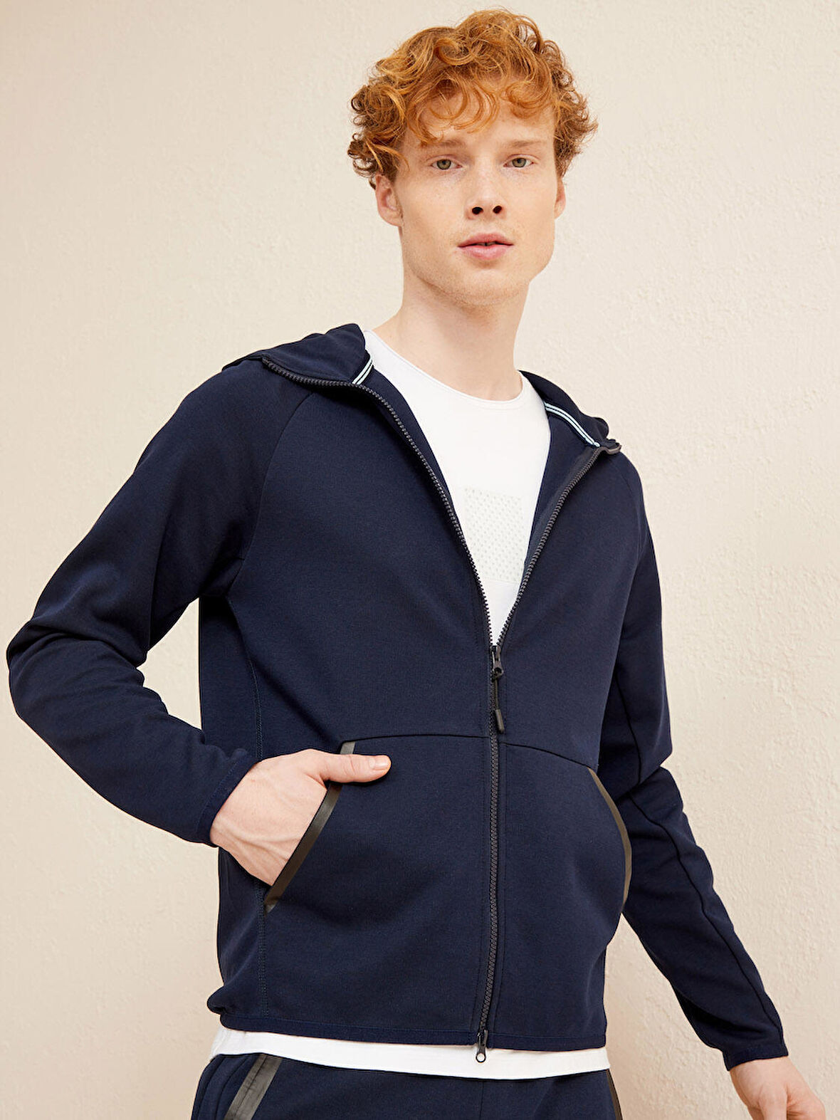 Lacivert Slim Fit Pamuklu Sweatmont