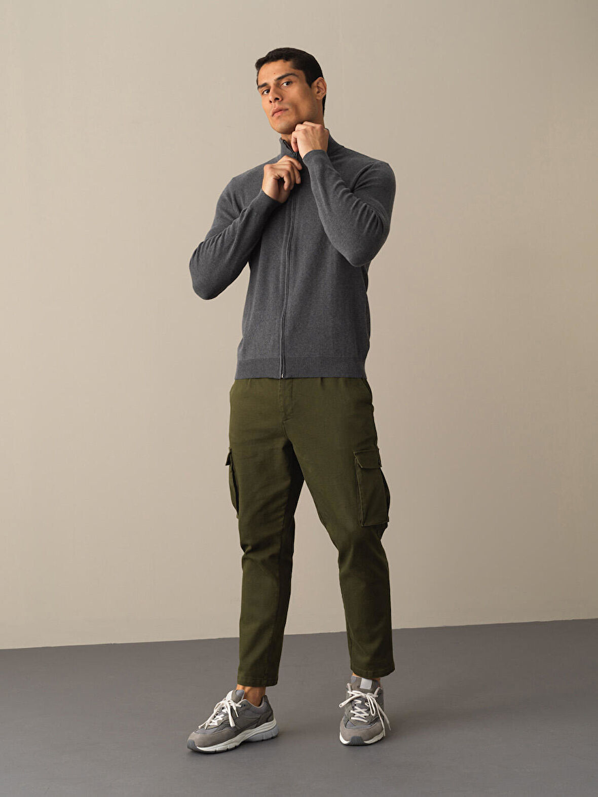 Xint Antrasit Fermuarlı Basic Hırka