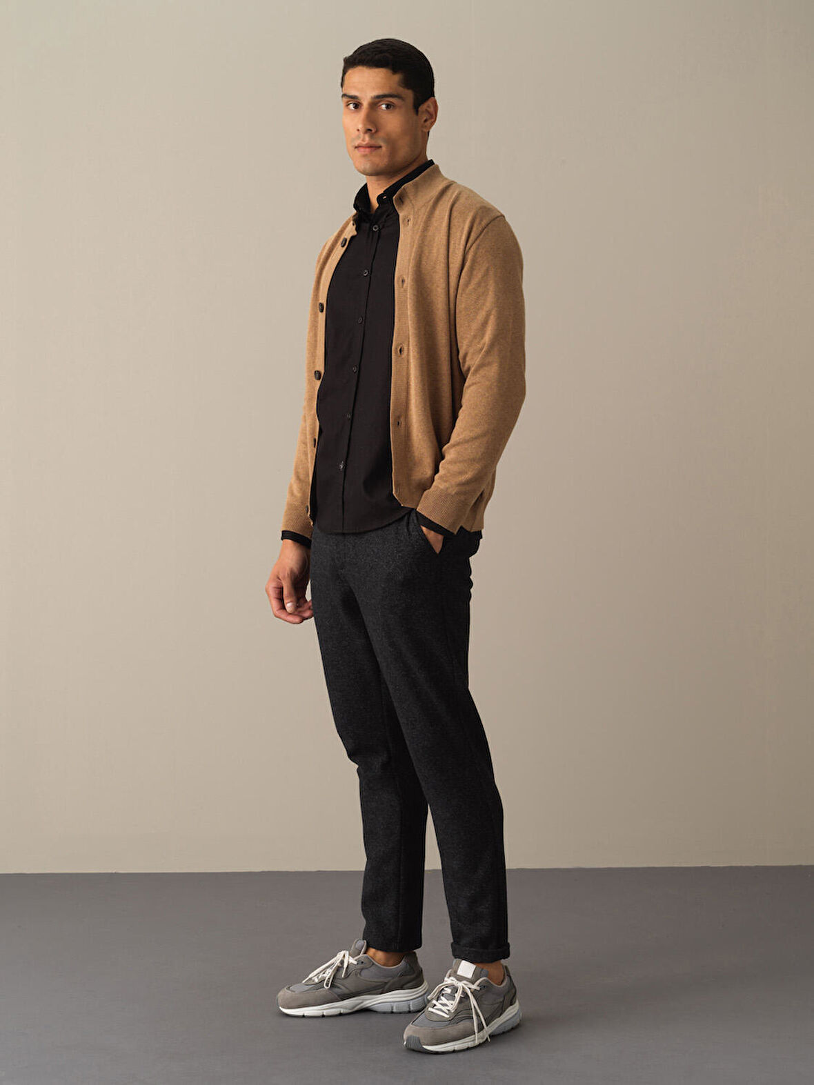 Xint Camel Düğmeli Basic Hırka