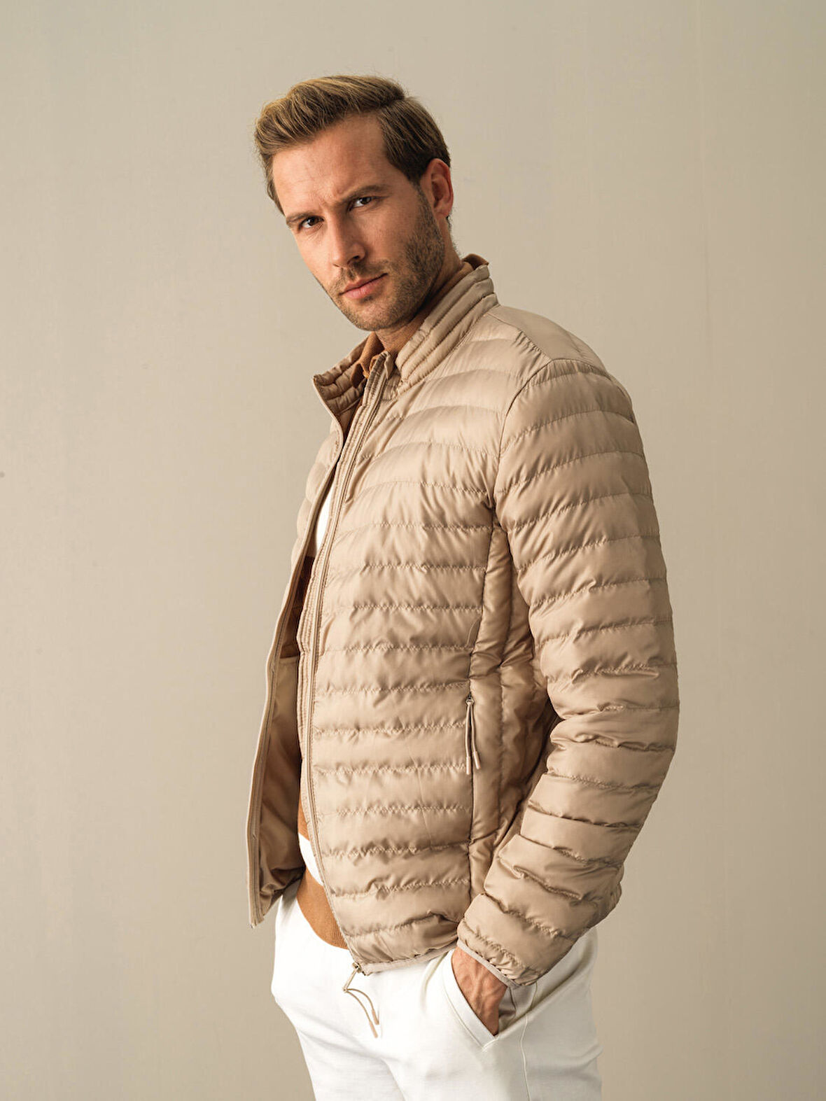 Xint Bej Regular Fit Şişme Mont