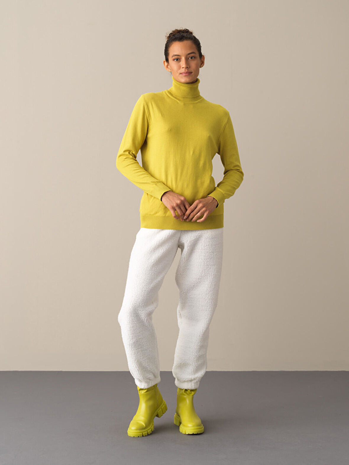 Xint Sarı Regular Fit Basic Kazak