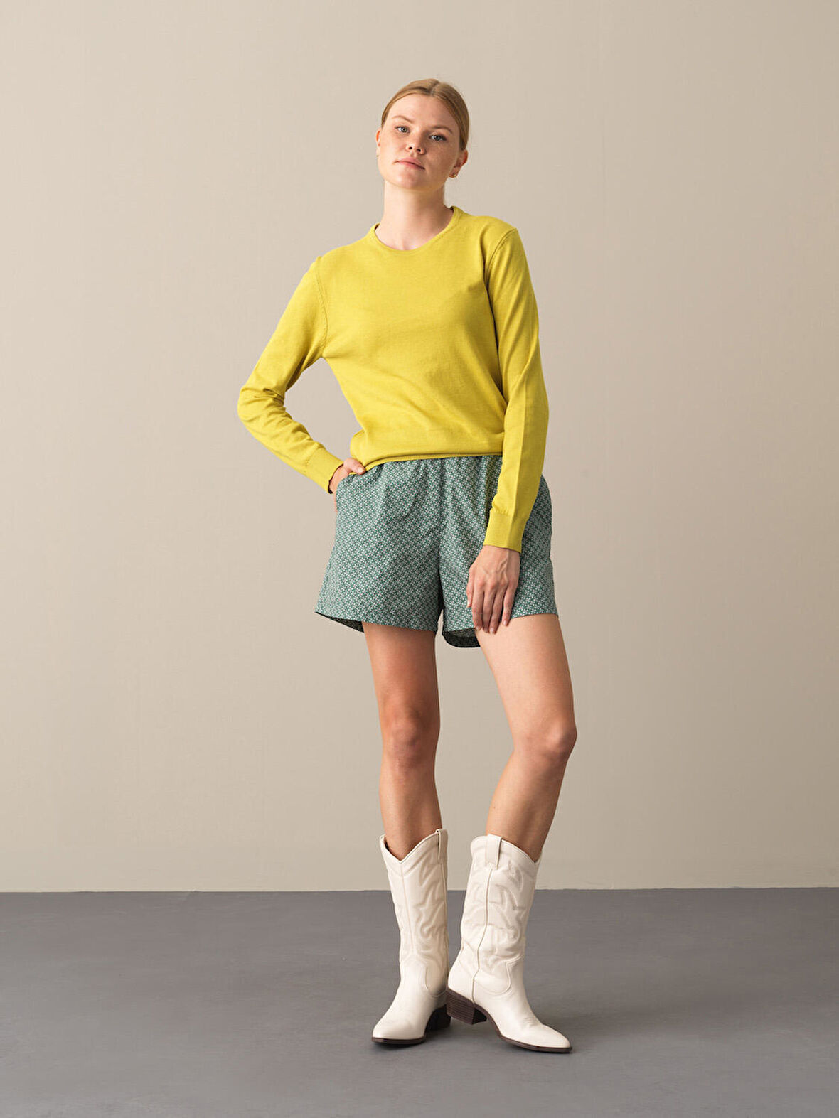 Xint Sarı Regular Fit Basic Kazak