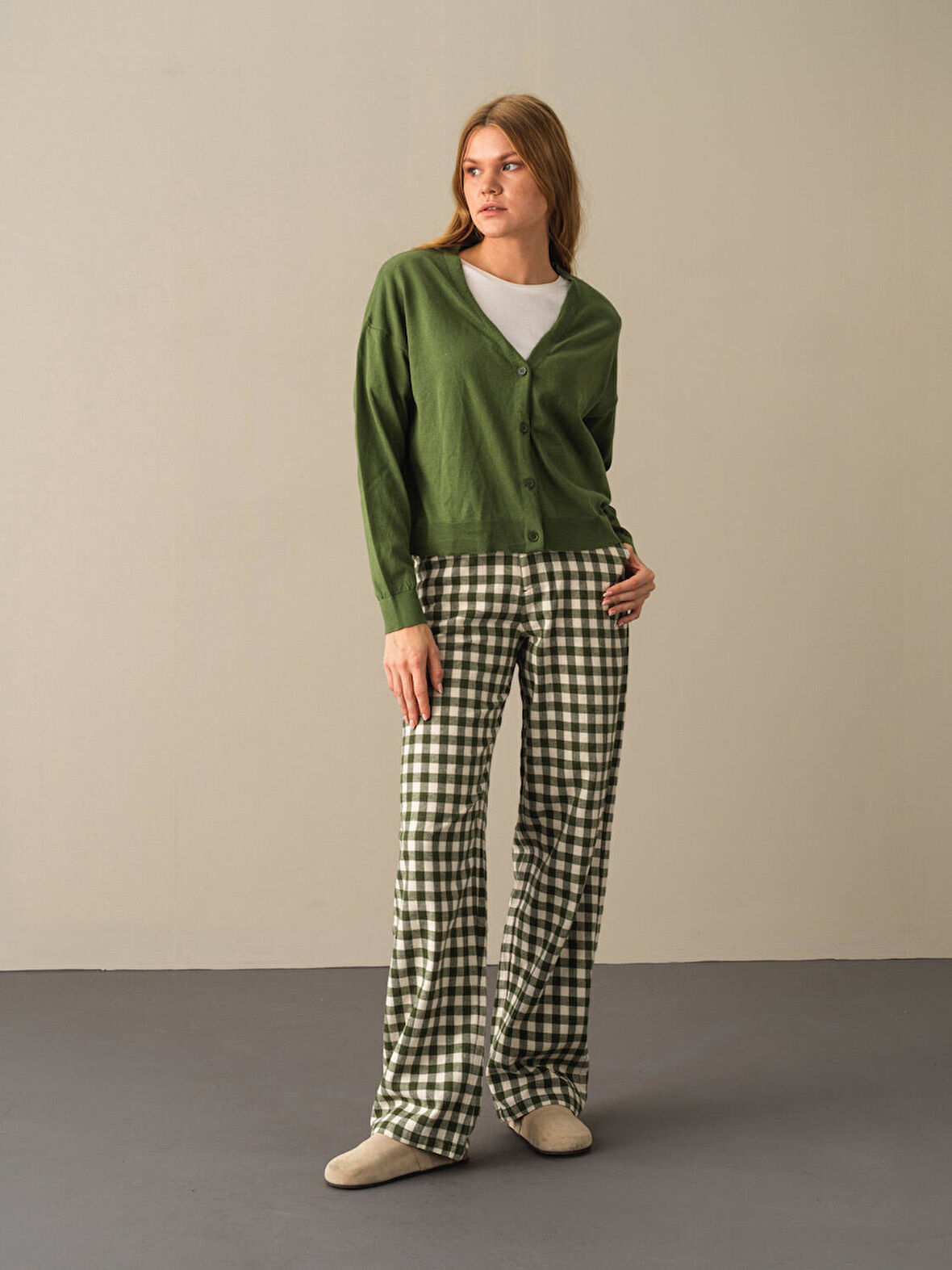 Xint Yeşil Slim Fit Basic Hırka