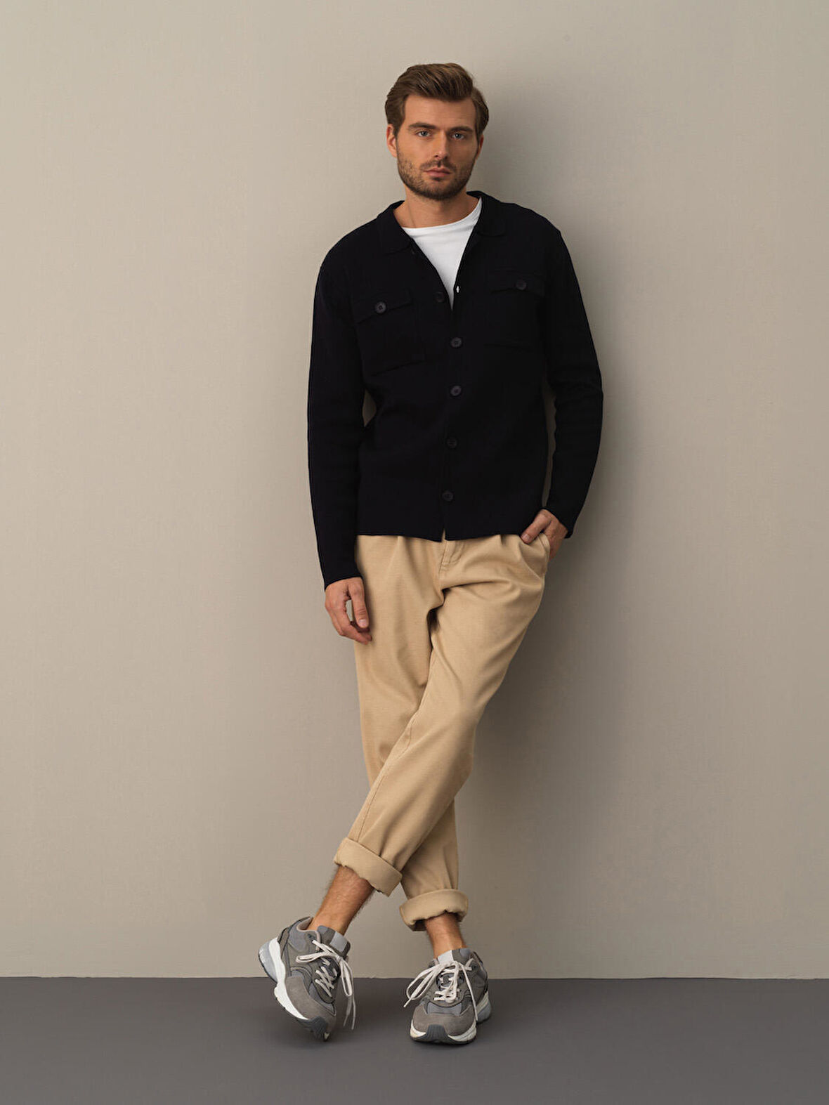 Xint Lacivert Cep Detaylı Hırka