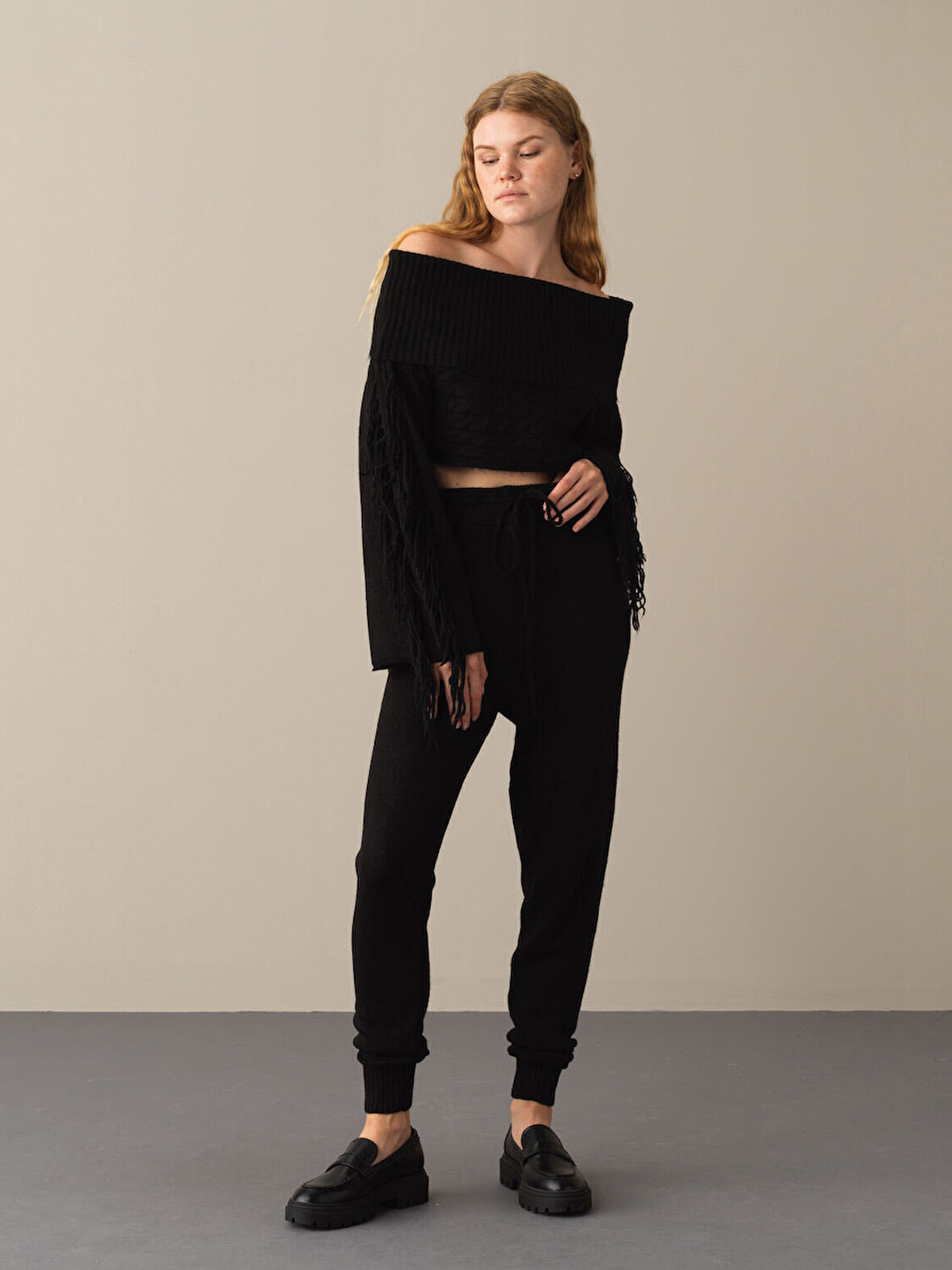 Xint Siyah Regular Fit Triko Pantolon