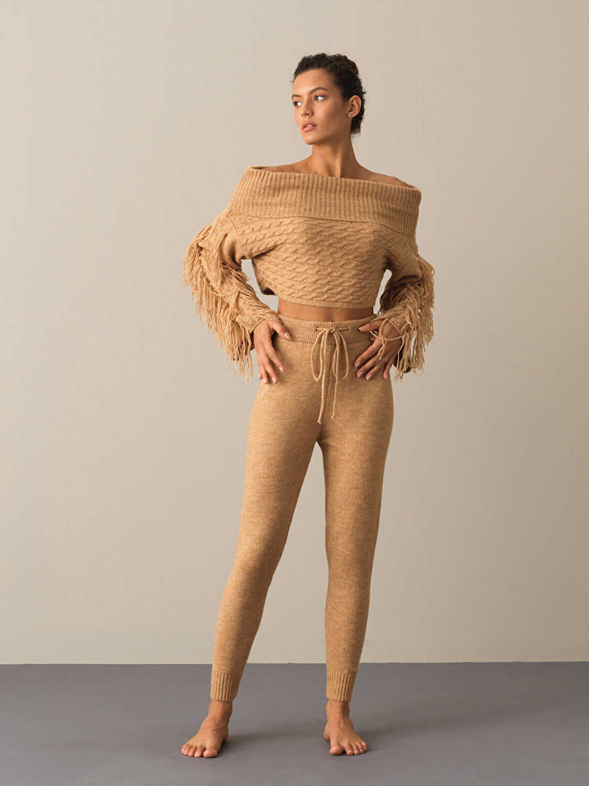 Xint Camel Regular Fit Triko Pantolon