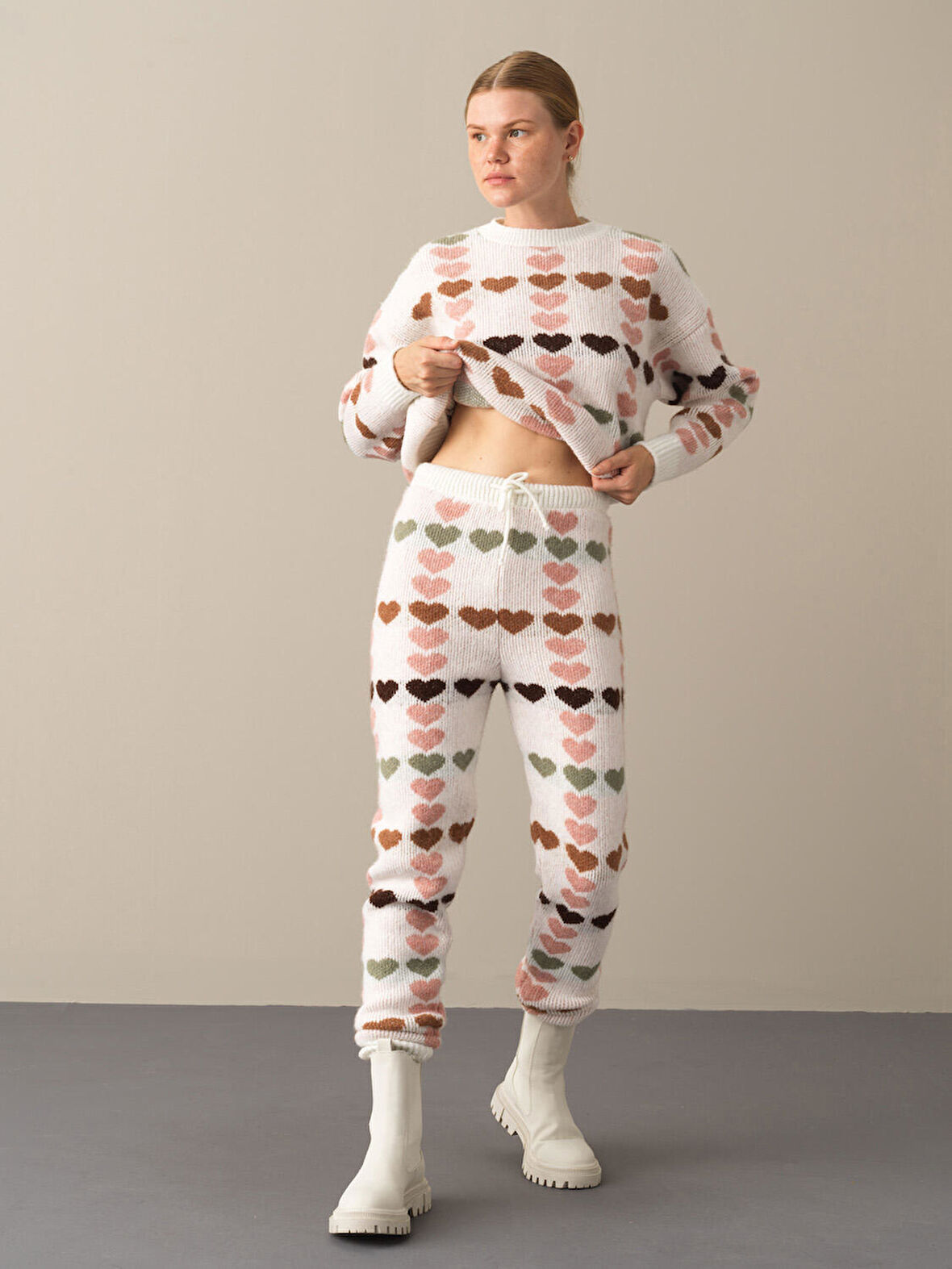 Xint Pembe Regular Fit Triko Pantolon