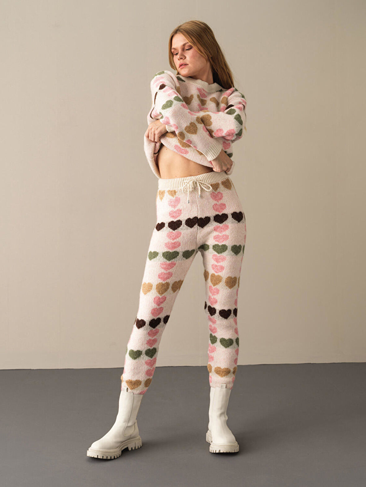 Xint Ekru Regular Fit Triko Pantolon