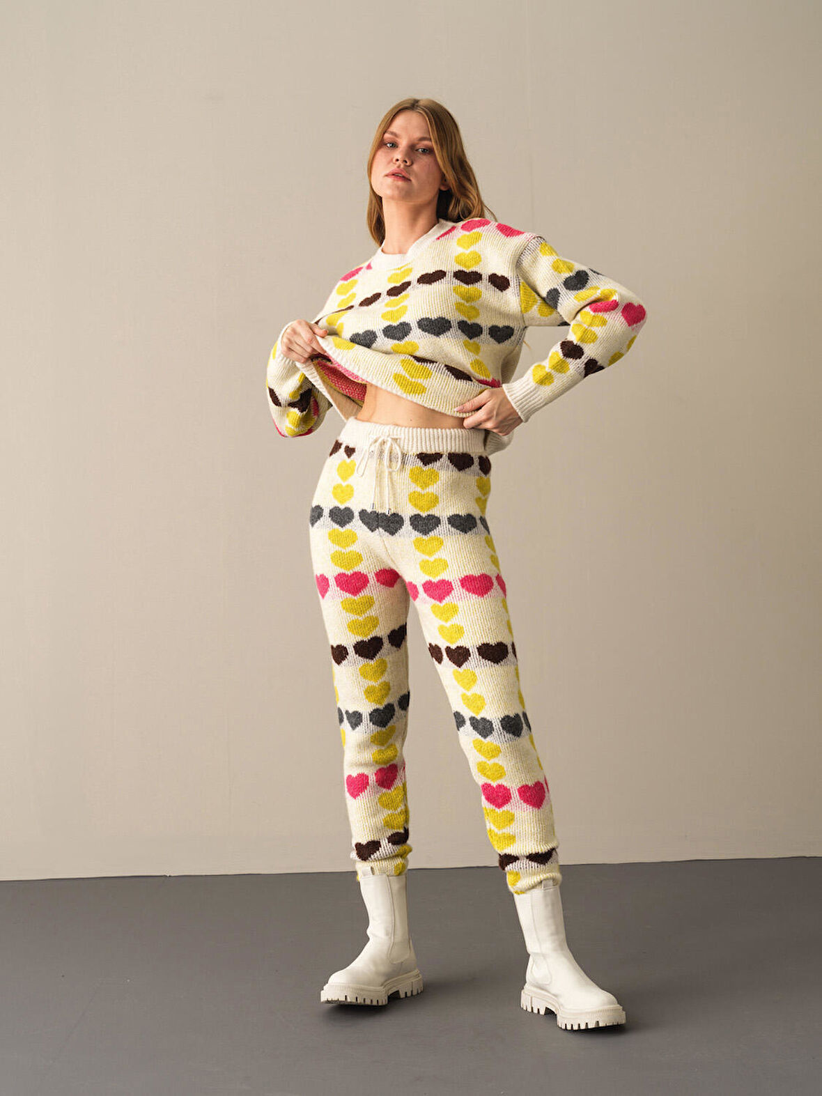 Xint Sarı Regular Fit Triko Pantolon