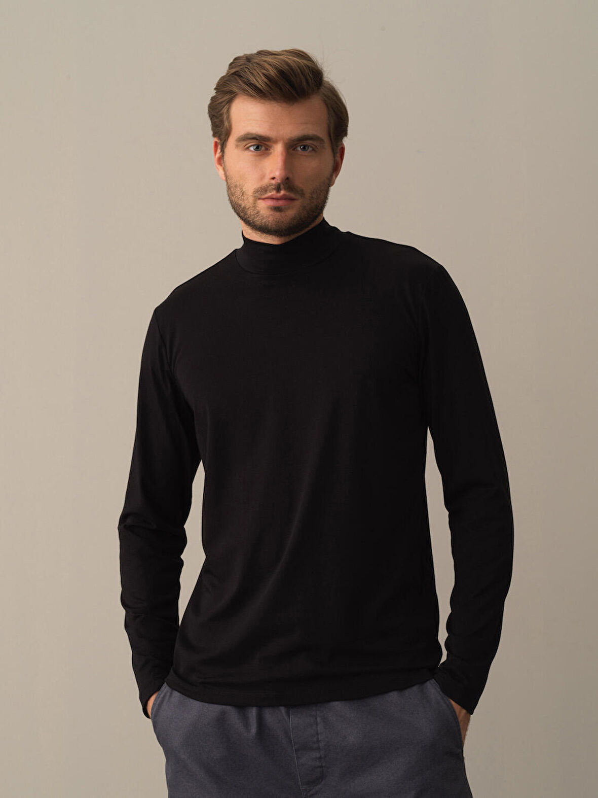 Xint Siyah Slim Fit Modal Basic Tişört