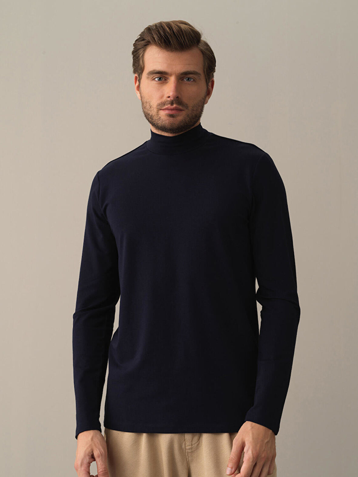 Xint Lacivert Slim Fit Modal Basic Tişört