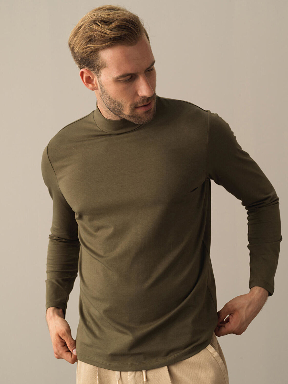 Xint Haki Slim Fit Modal Basic Tişört