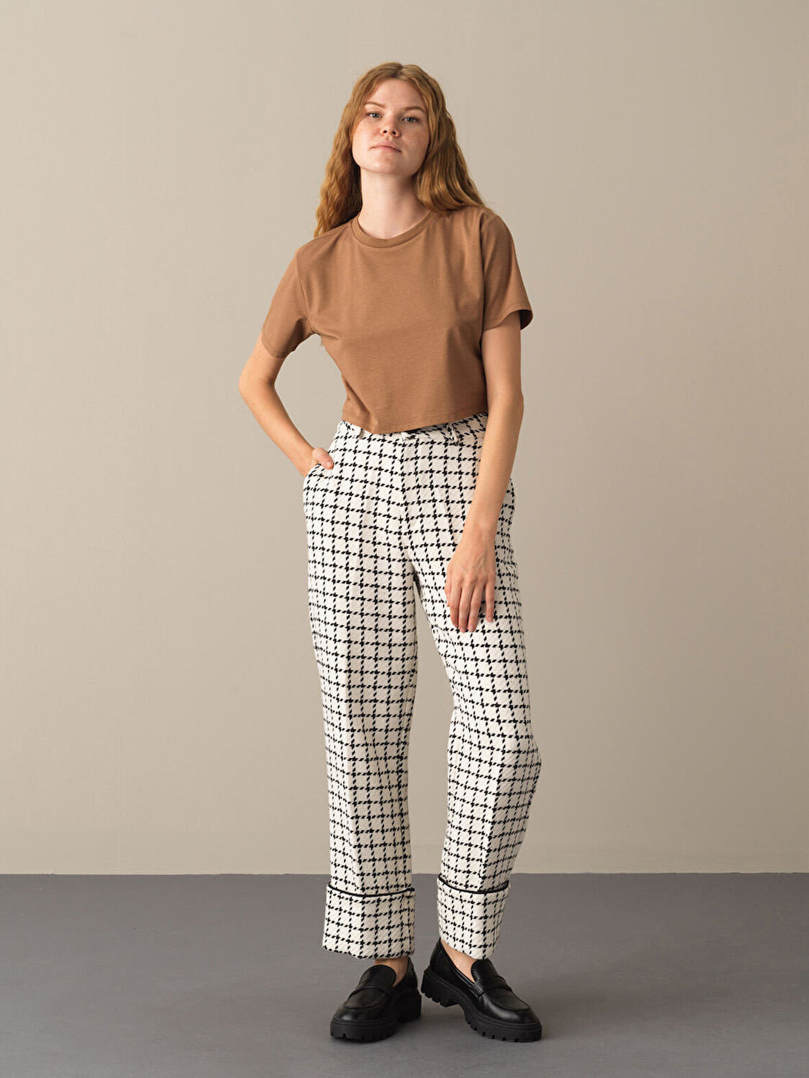 Xint Camel Regular Fit Modal Basic Crop