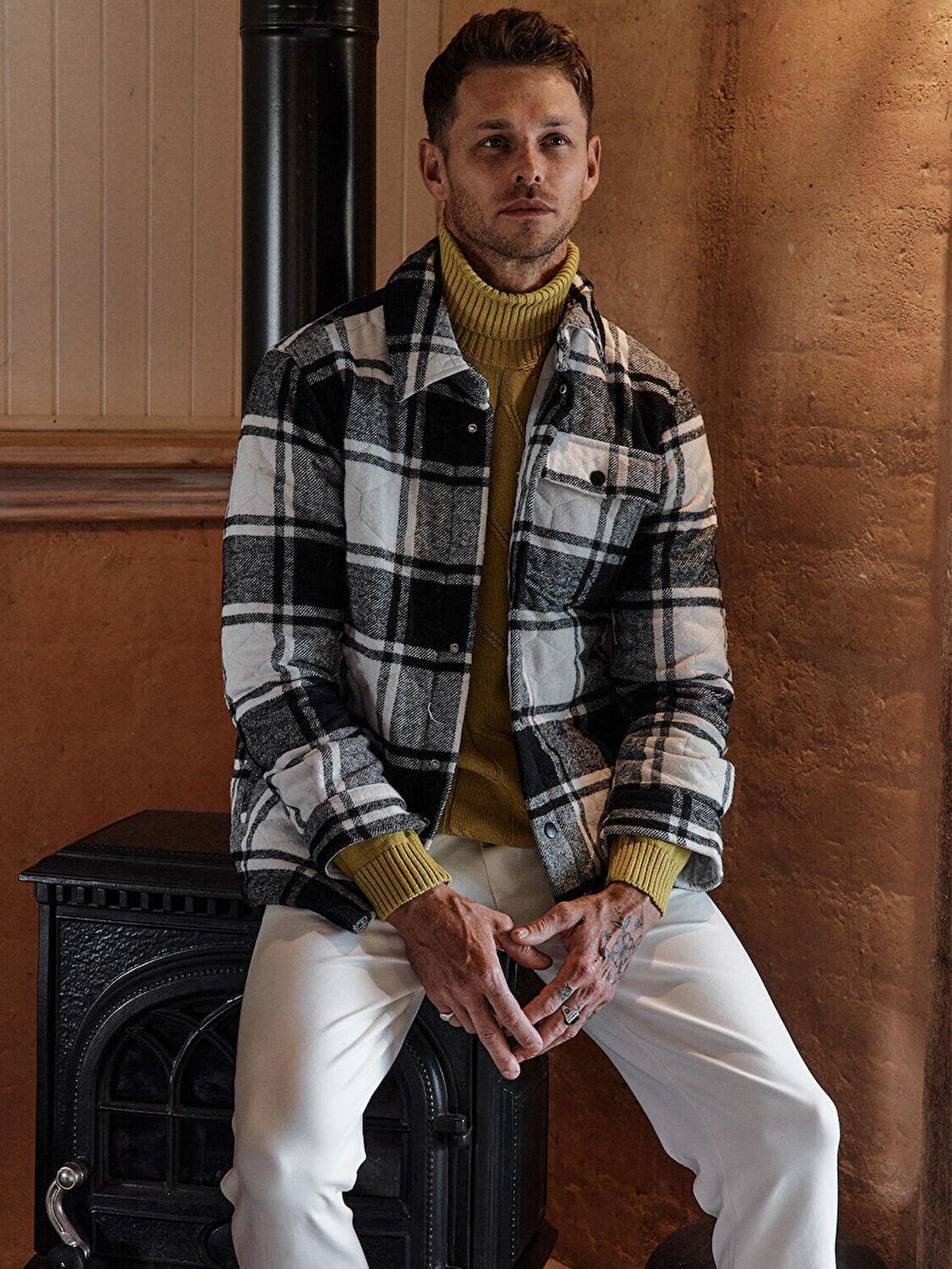 Xint Siyah Ekose Desenli Oversize Mont