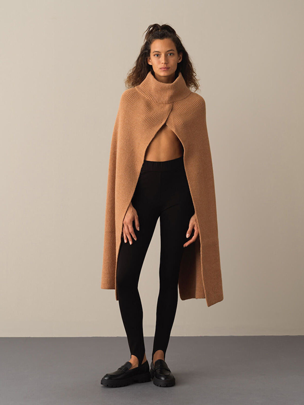 Xint Camel Regular Fit Yünlü Pelerin