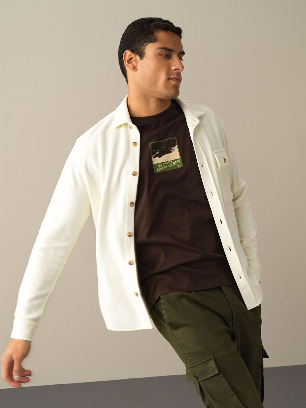 Xint Ekru Fit Cepli Gömlek Ceket