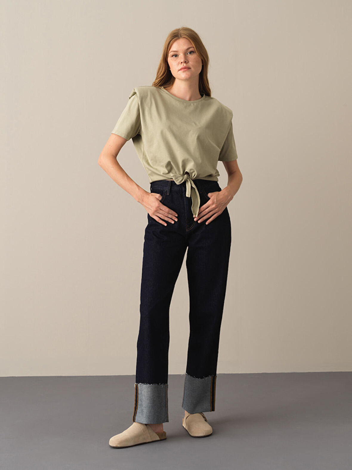 Xint Yeşil Oversize Vatkalı Tişört